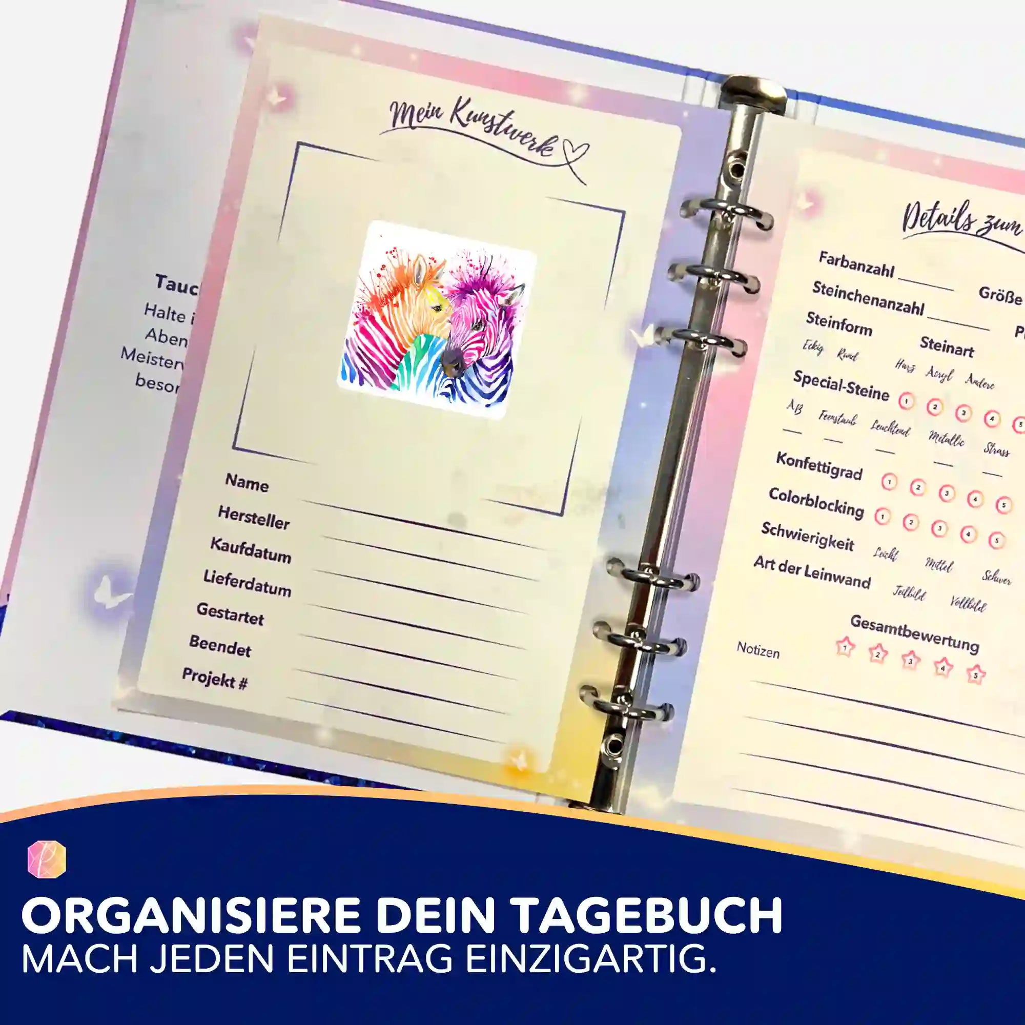 Aufkleber 5er-Set - Bunte Zebras