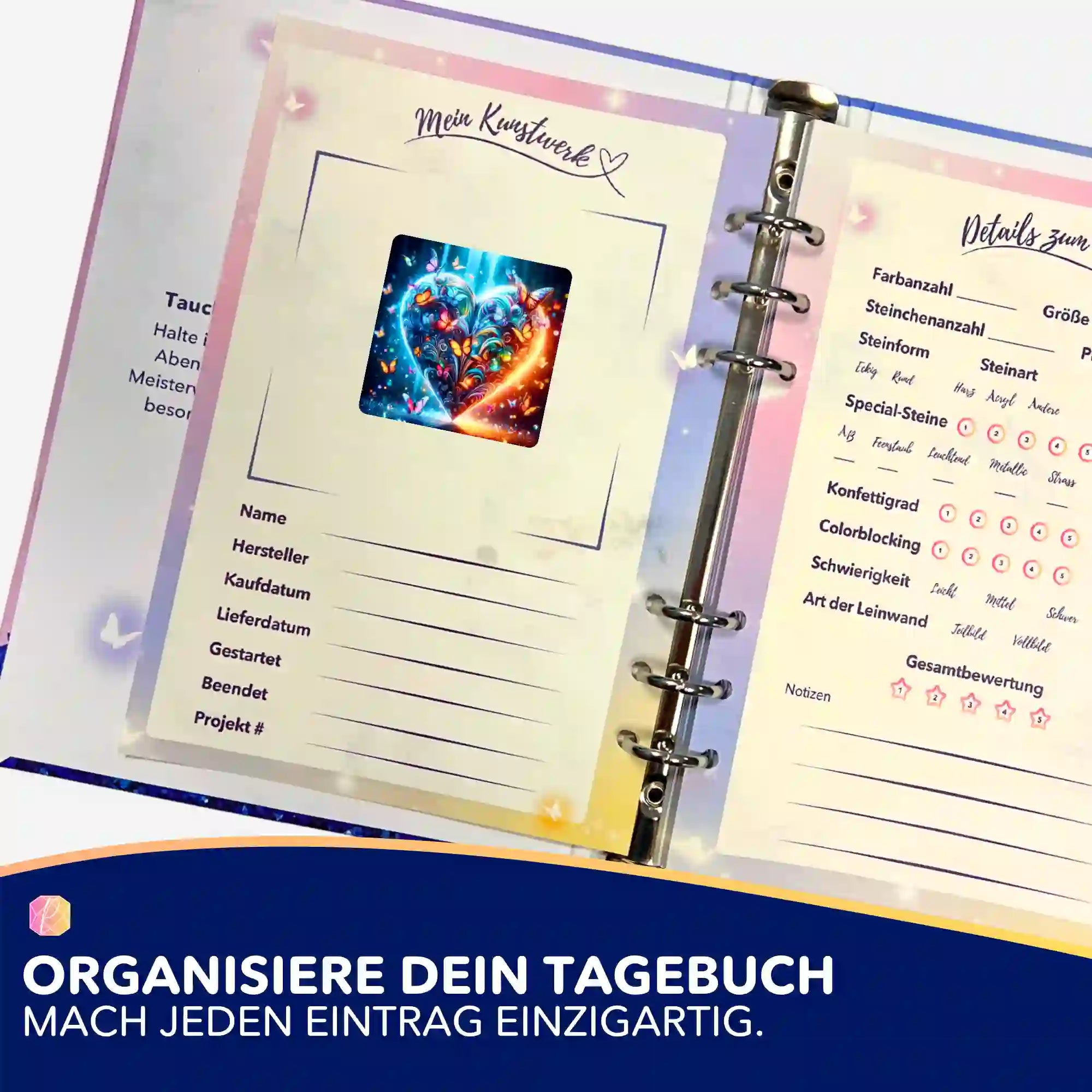 Aufkleber 5er-Set - Schmetterlingsherz