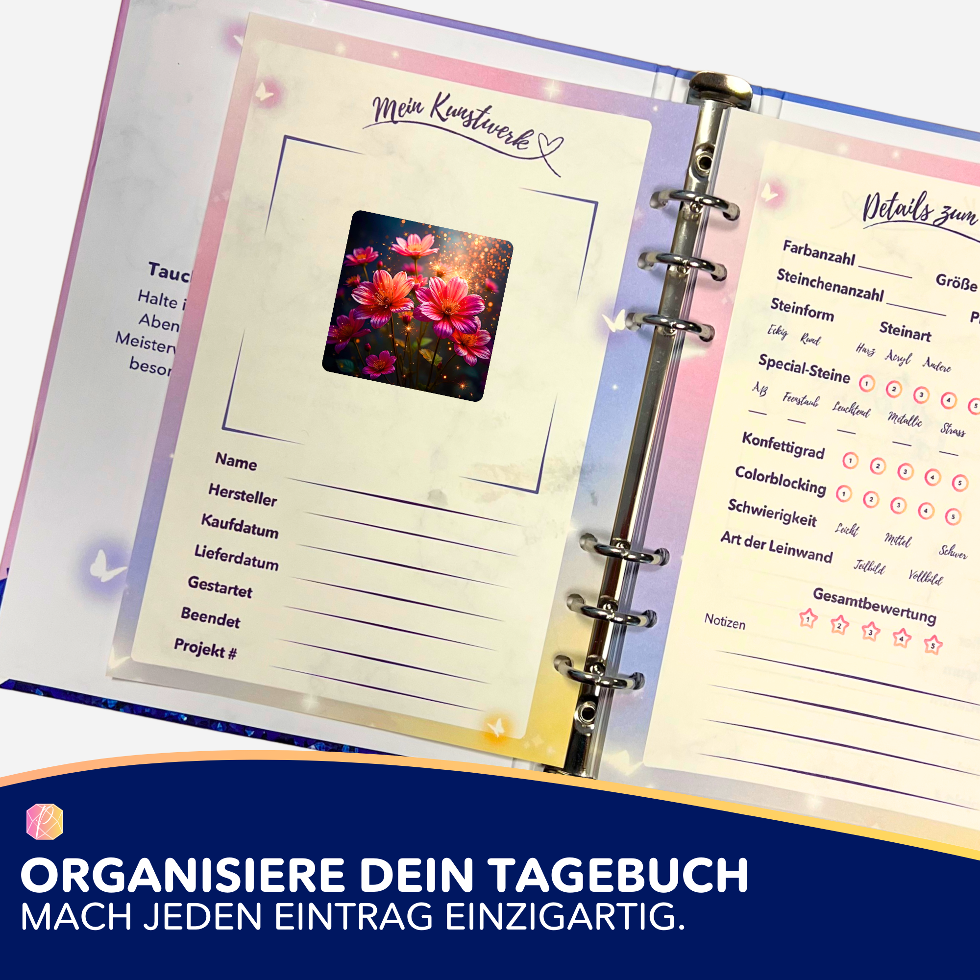 Aufkleber 5er-Set - Flower Sparkle