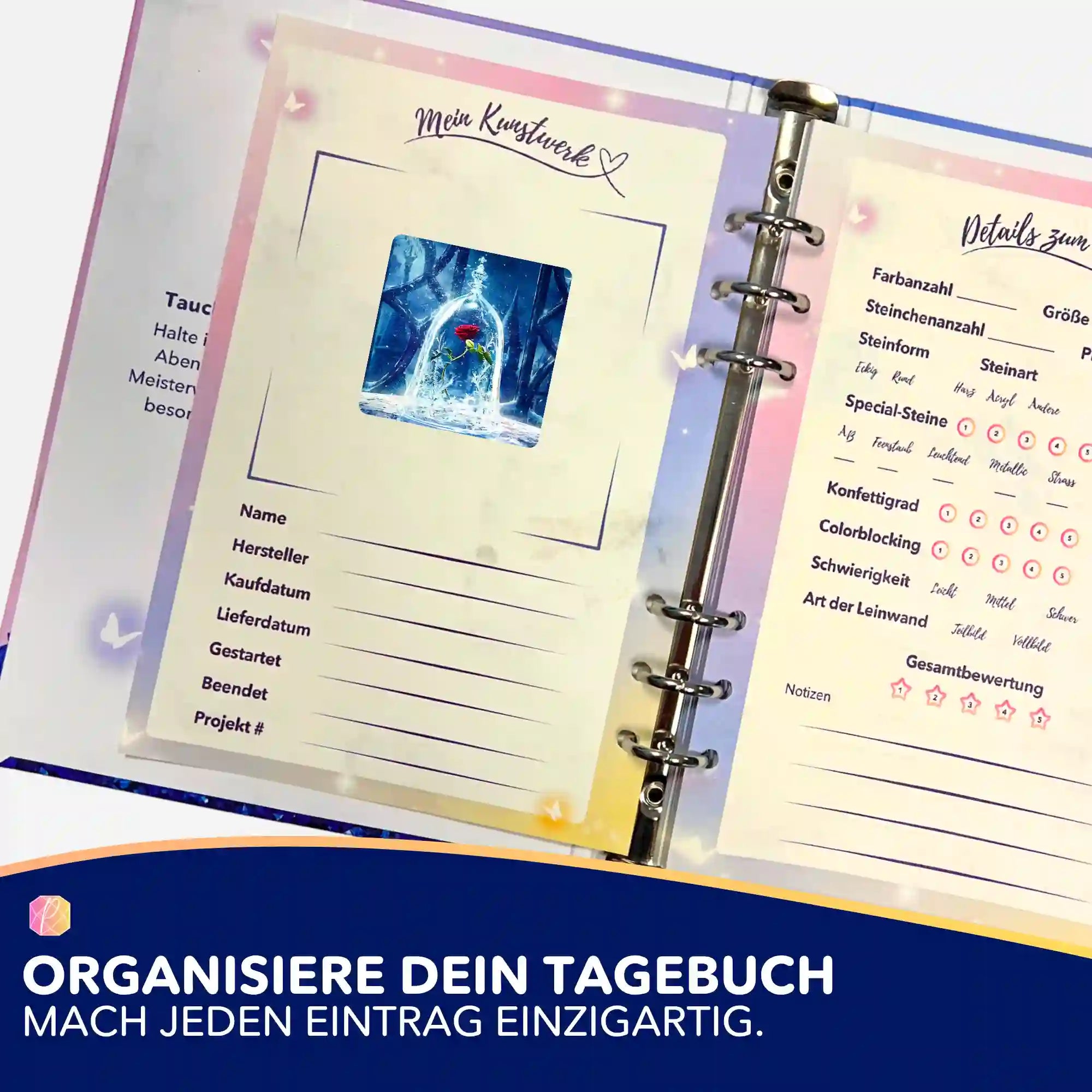 Aufkleber 5er-Set - Rose im Wunderglas
