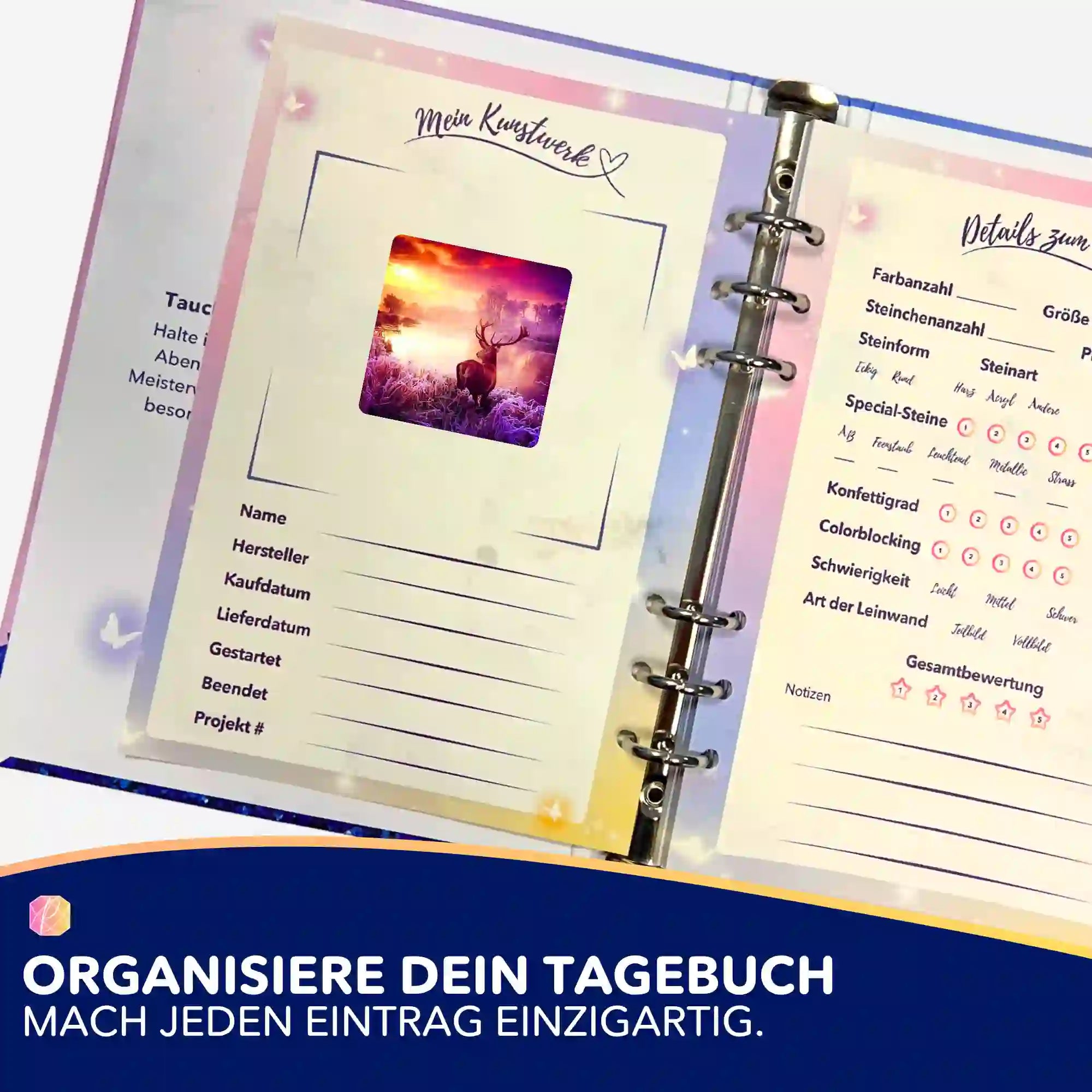 Aufkleber 5er-Set - Hirsch im Sonnenaufgang