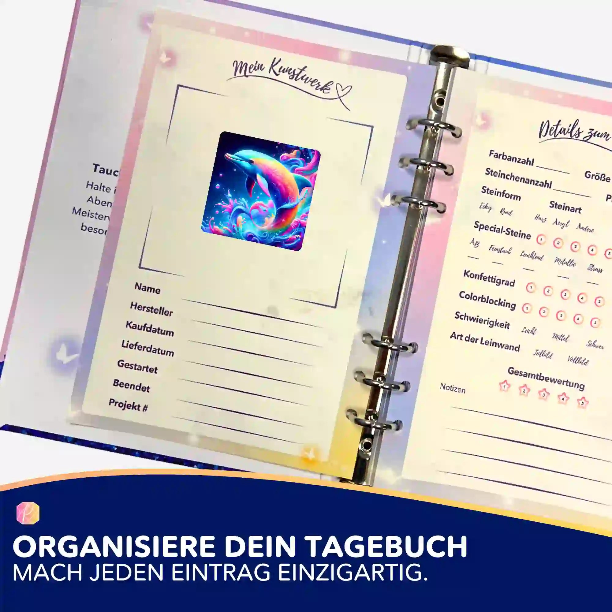 Aufkleber 5er-Set - Delfin im Farbenmeer