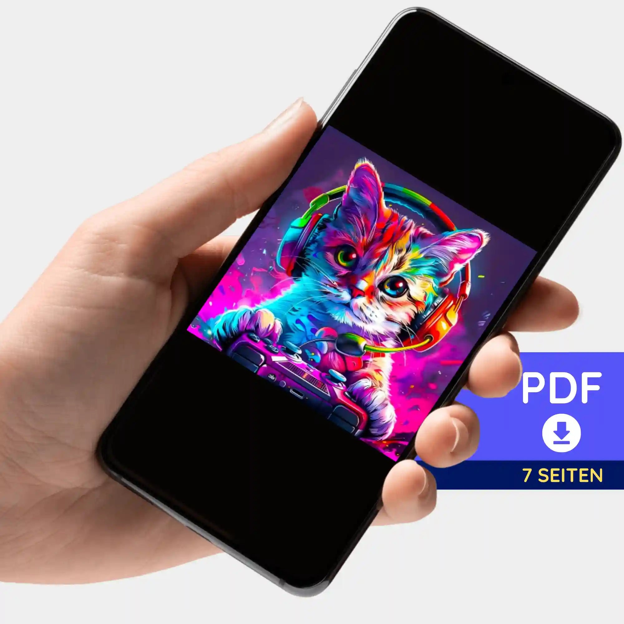 Digitale Bildmappe - Colorful gaming Cat