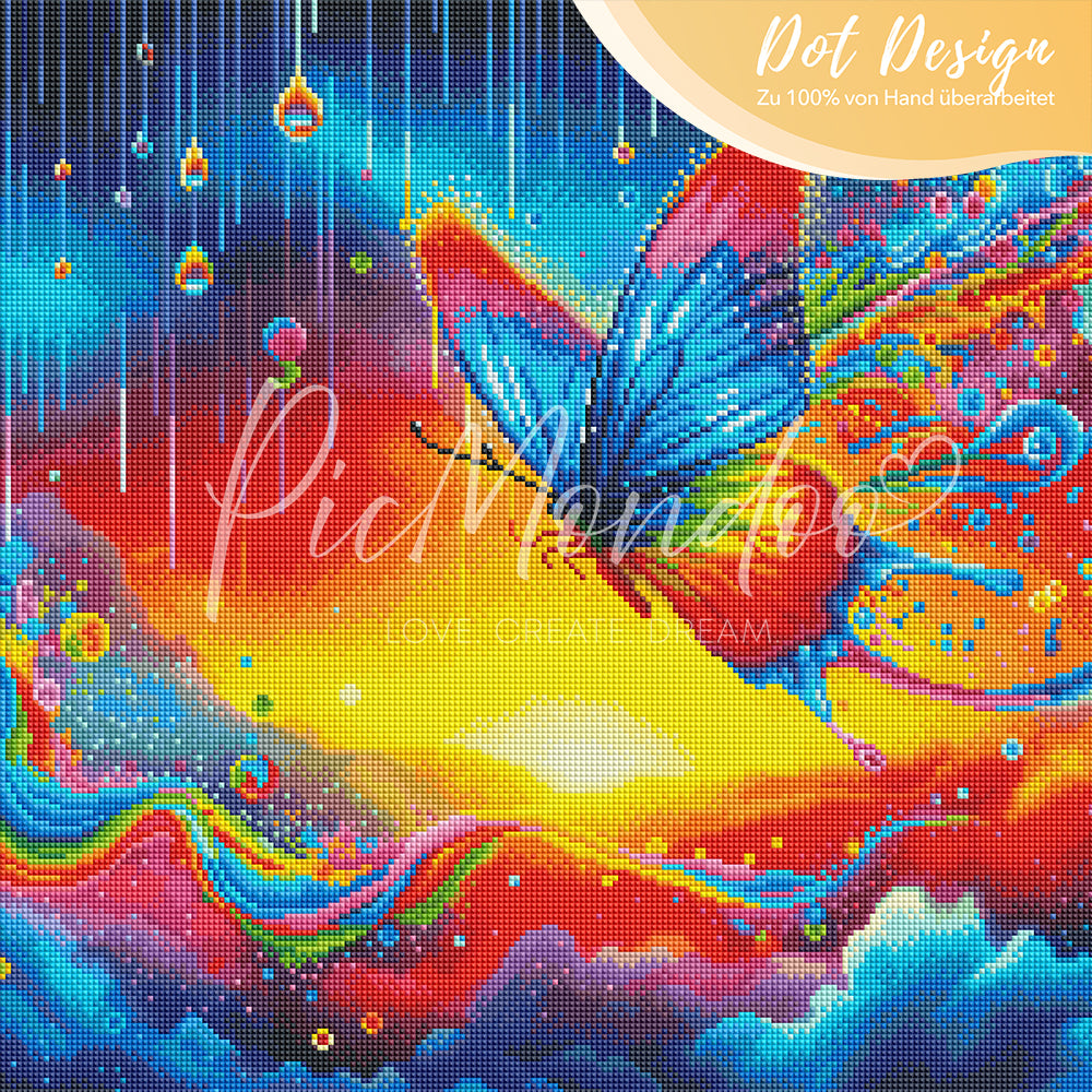 Diamond Painting 100 Farben Special - Schmetterlinge im Regenbogenfluss