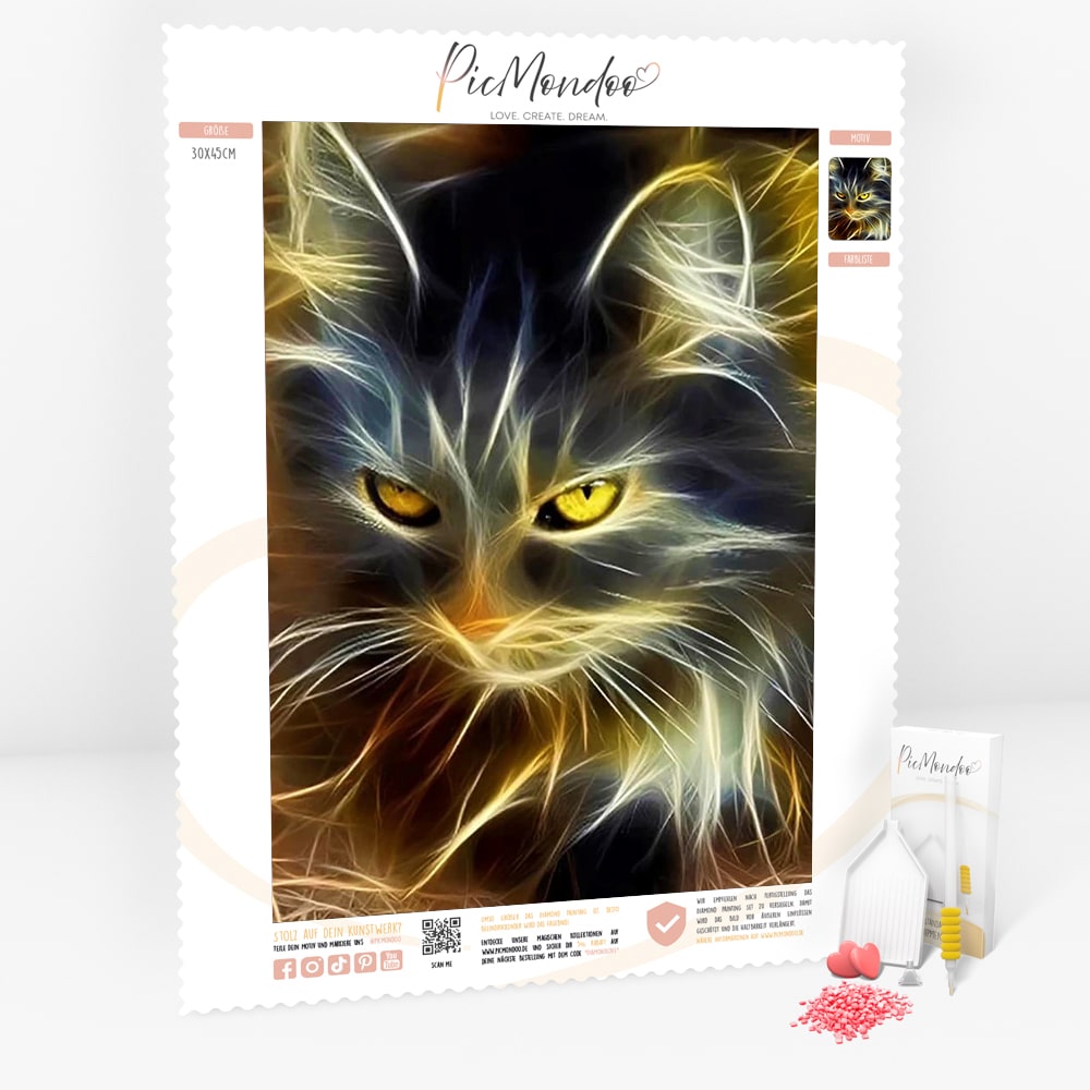 Diamond Painting Leuchtbild Special Wandbild Golden Cat