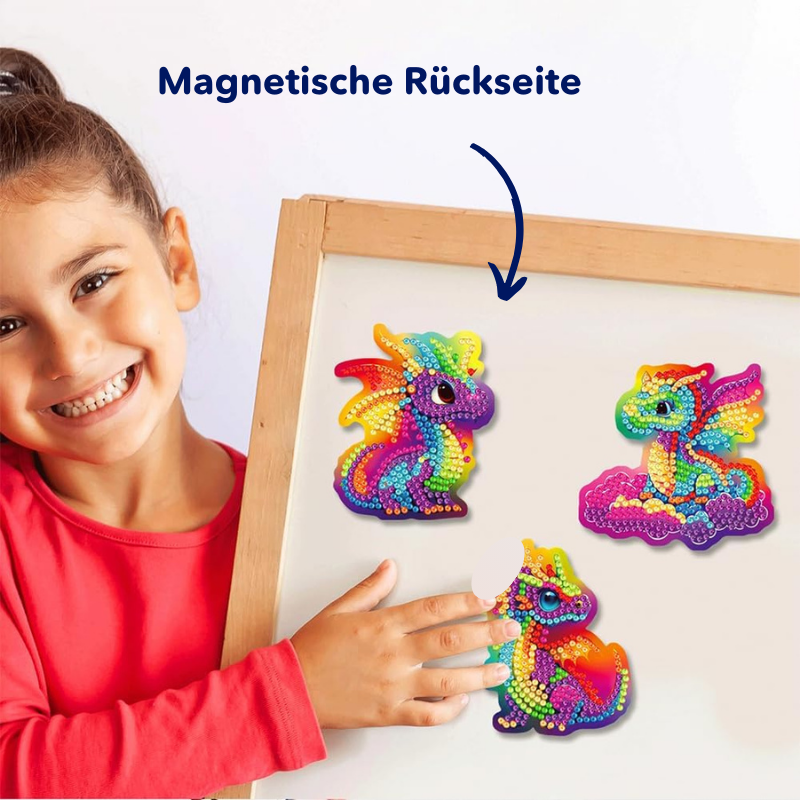 Diamond Painting Kühlschrankmagnete - Bunte Drachen