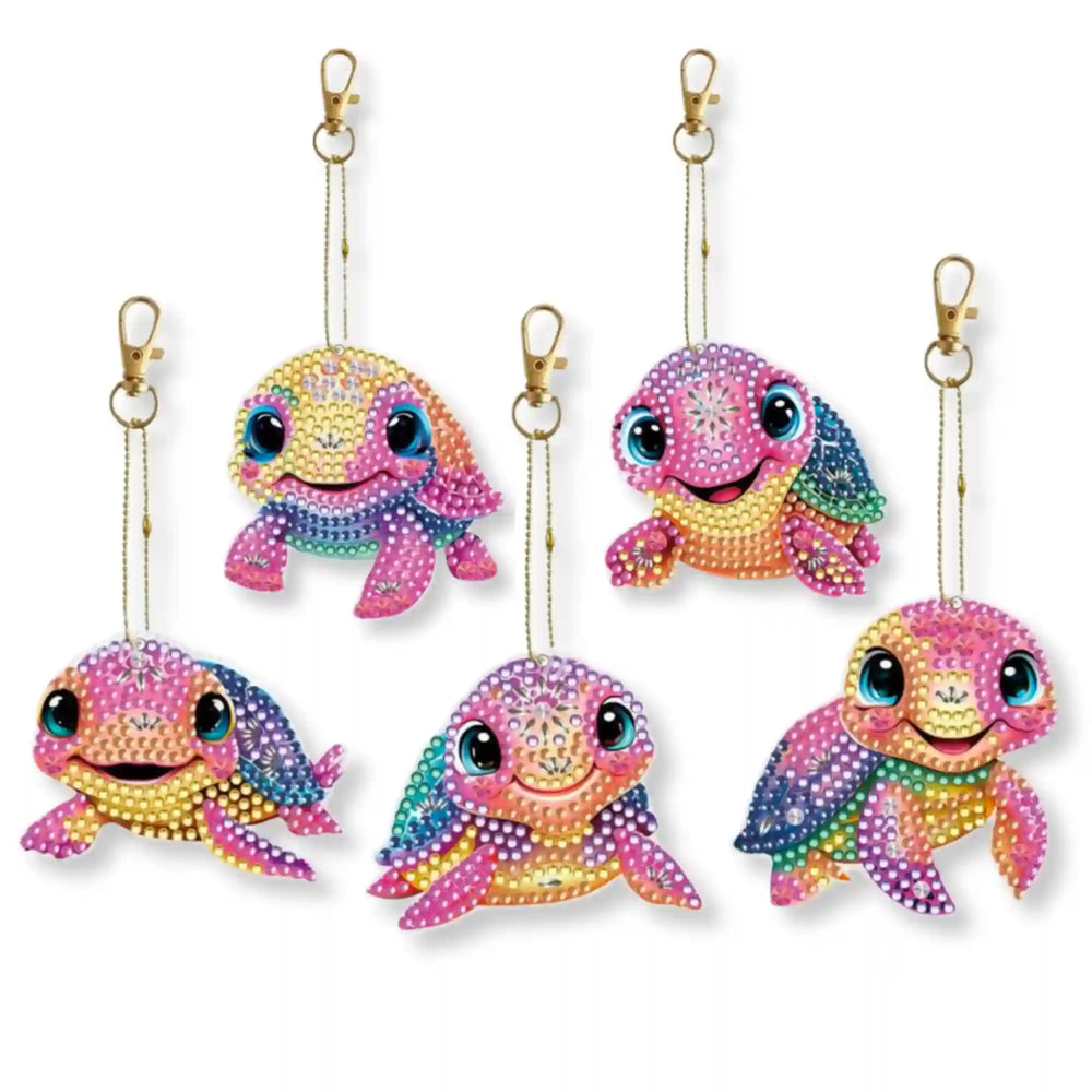 Diamond Painting Schlüsselanhänger - Cute Turtles