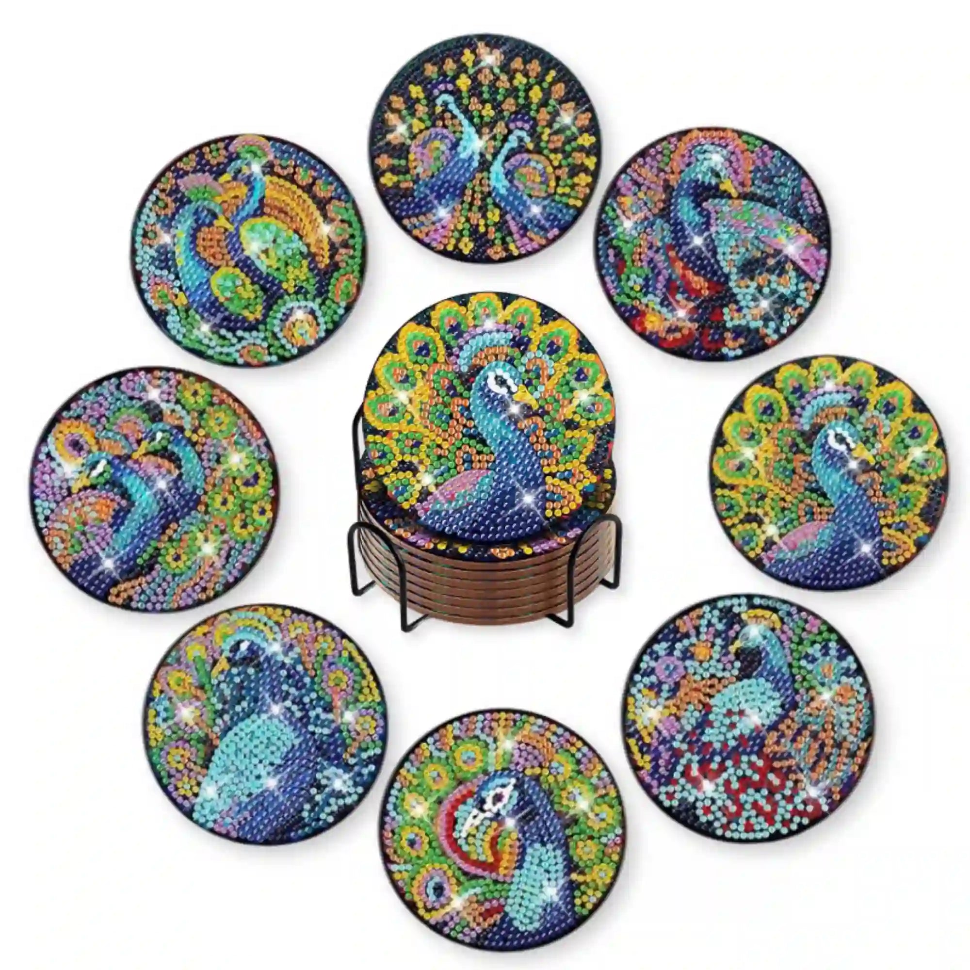 Diamond Painting - Untersetzer "Colorful Peacock"