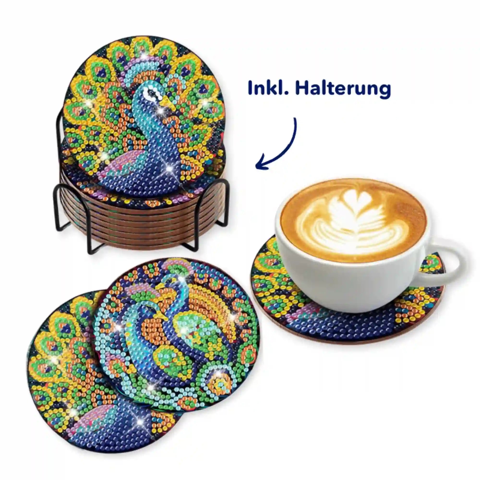 Diamond Painting - Untersetzer "Colorful Peacock"
