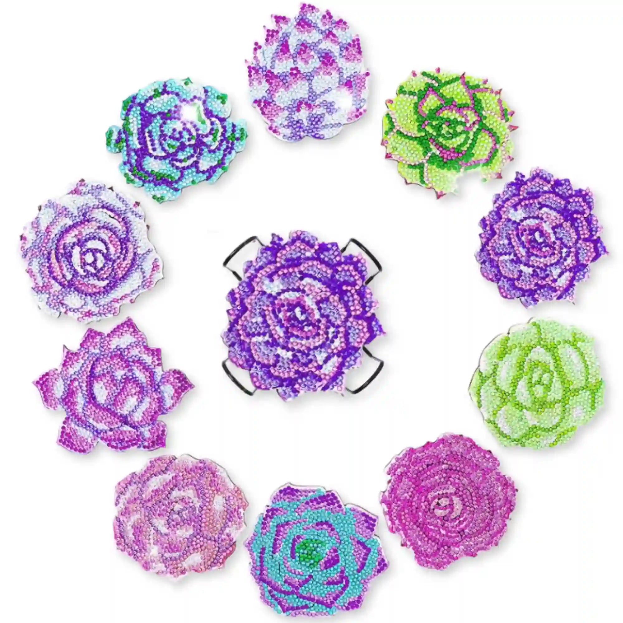 Diamond Painting - Untersetzer "Purple Flowers"