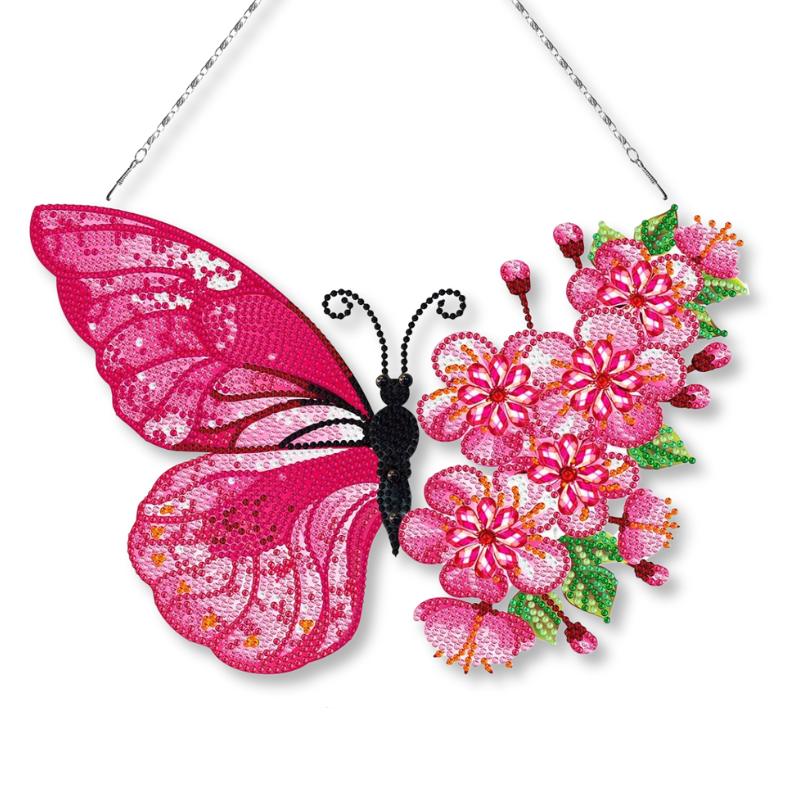 Diamond Painting XXL Aufhänger - Pinker Schmetterling