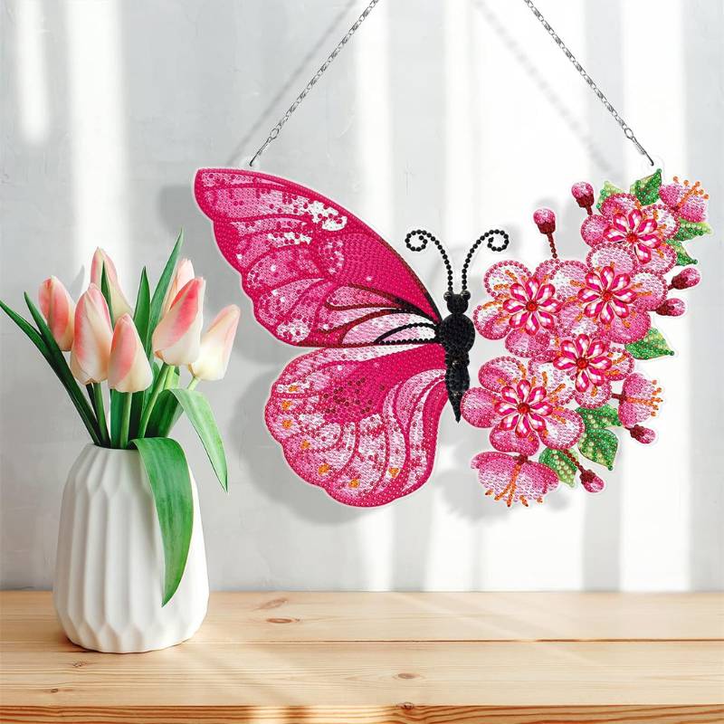 Diamond Painting XXL Aufhänger - Pinker Schmetterling