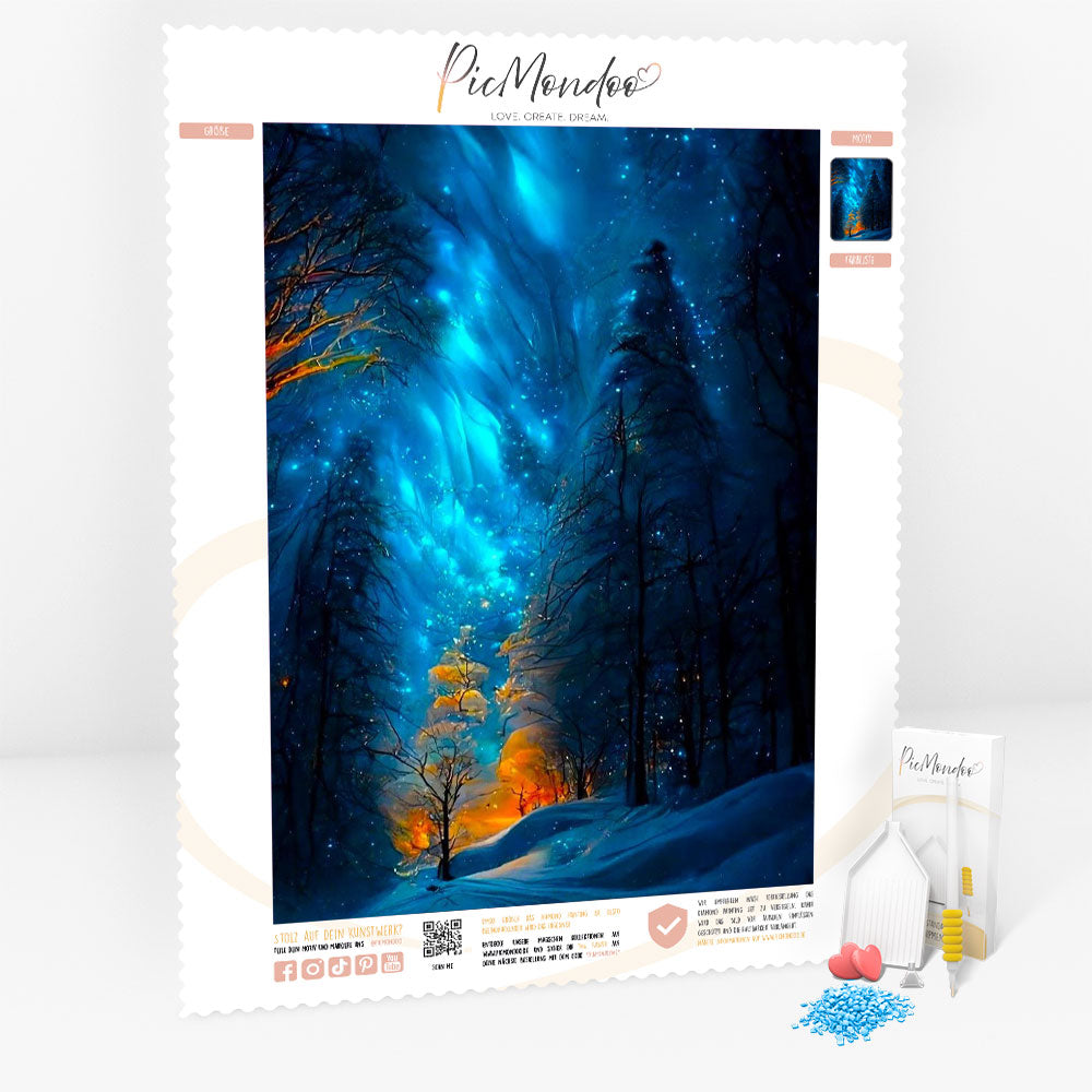 Diamond Painting 7 Tage Special Leuchtbild - Funkelnde Winternacht