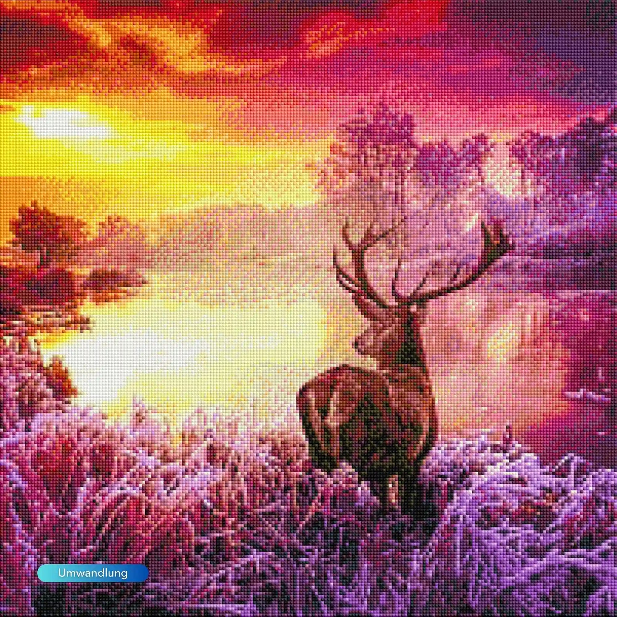 Diamond Painting - Hirsch im Sonnenaufgang