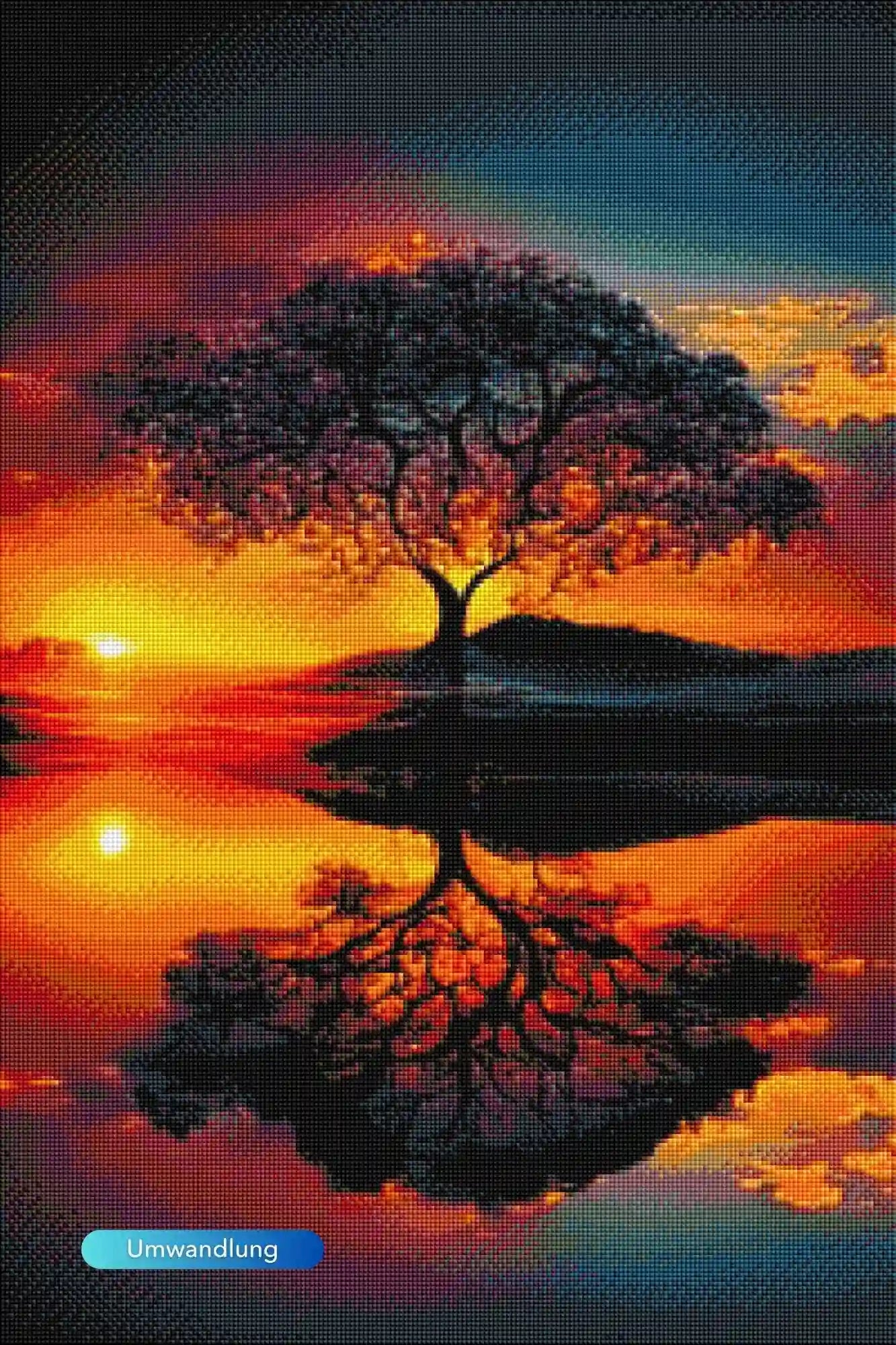 Diamond Painting - Baum im Sonnenuntergang