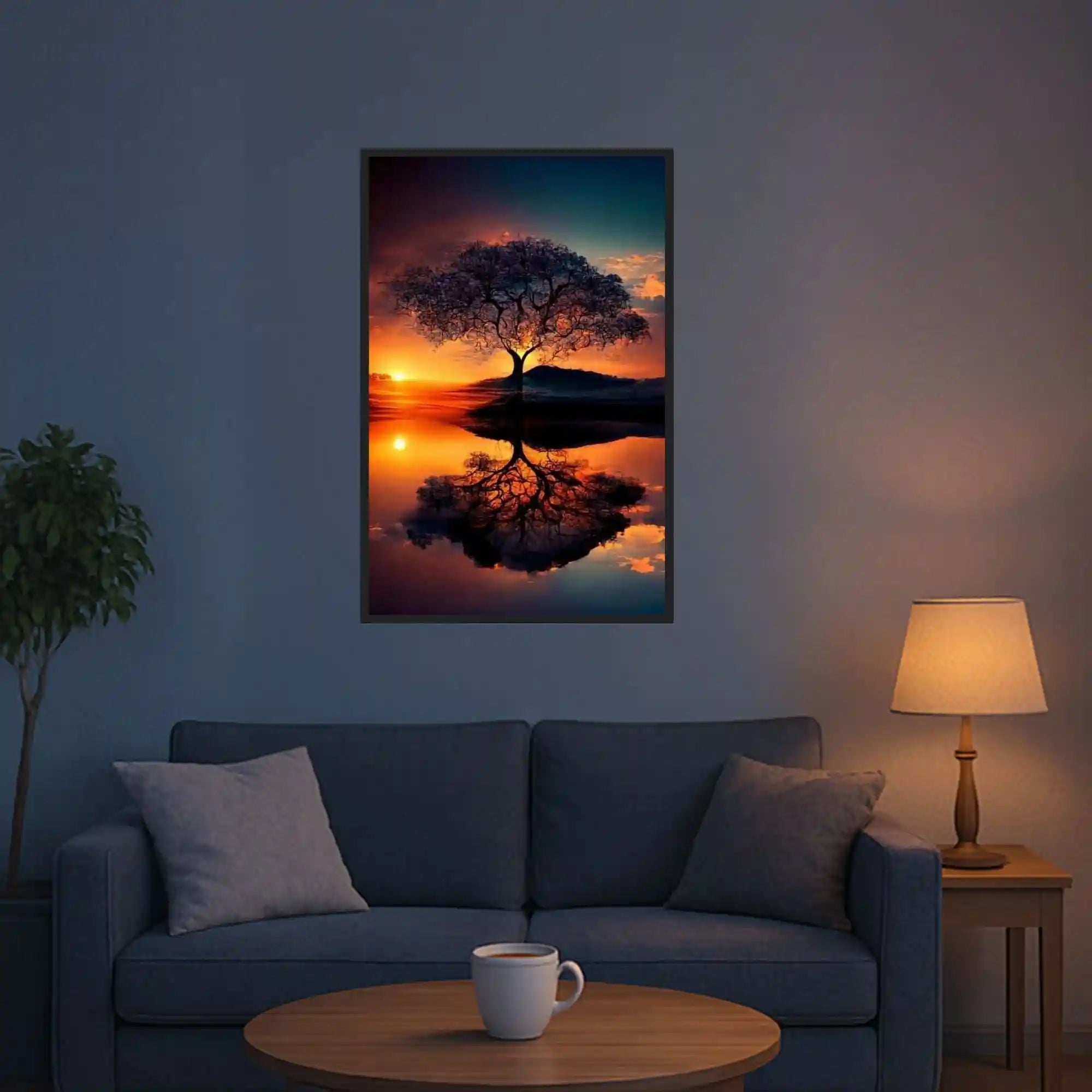 Diamond Painting - Baum im Sonnenuntergang