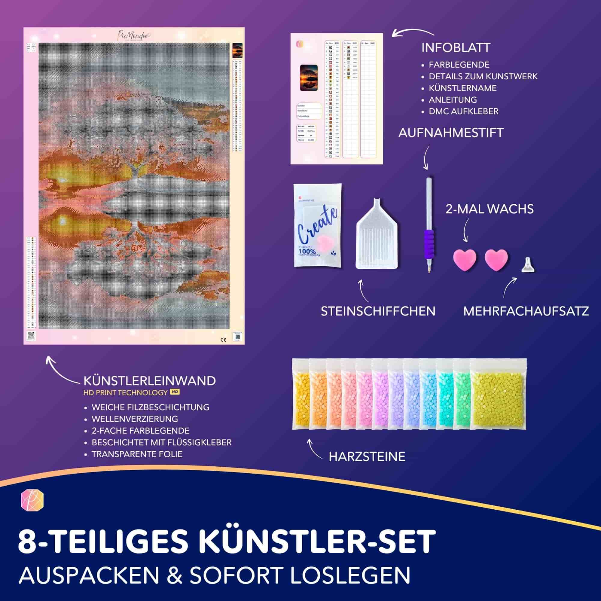 Diamond Painting - Baum im Sonnenuntergang