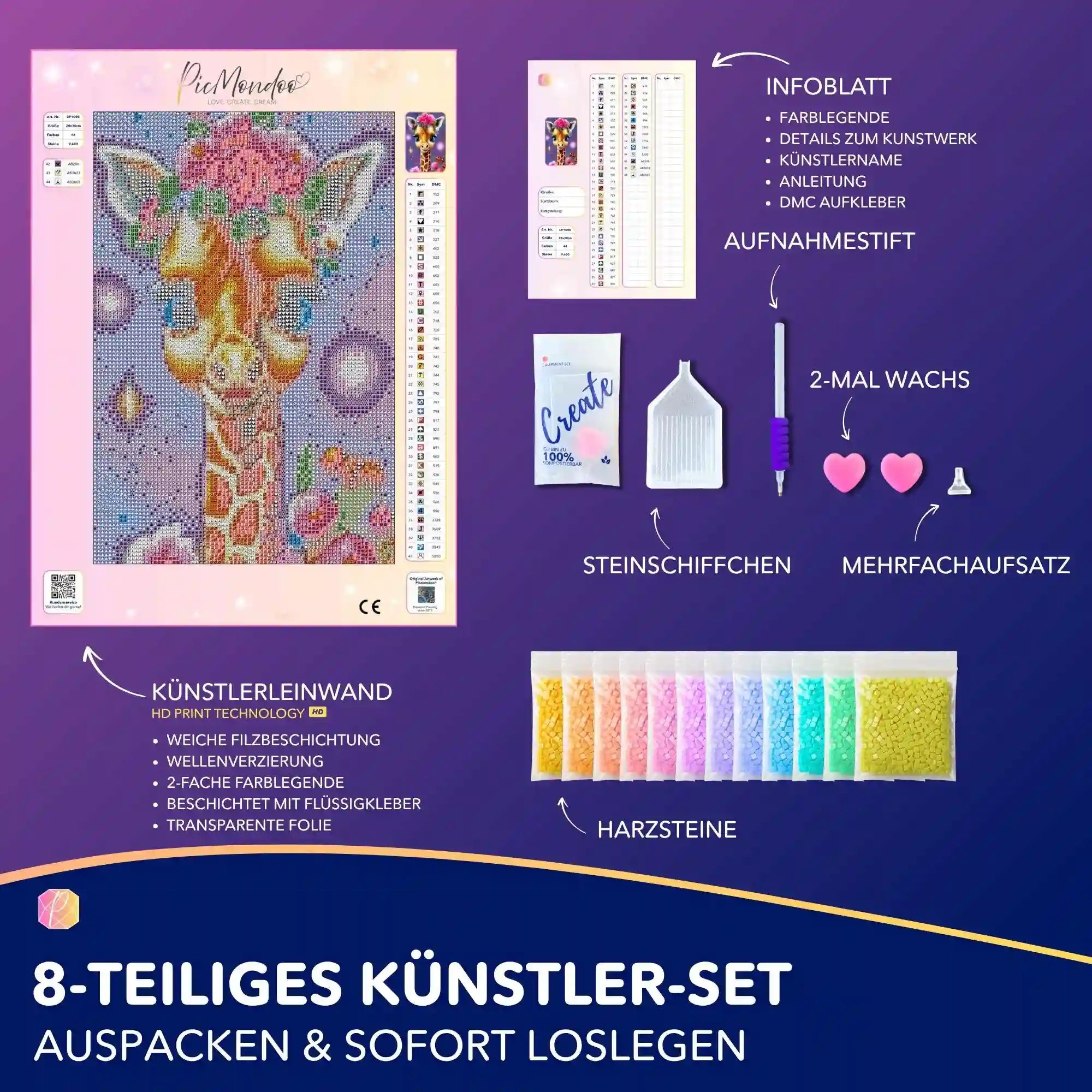 Diamond Painting - Zauberhaftes Giraffenbaby