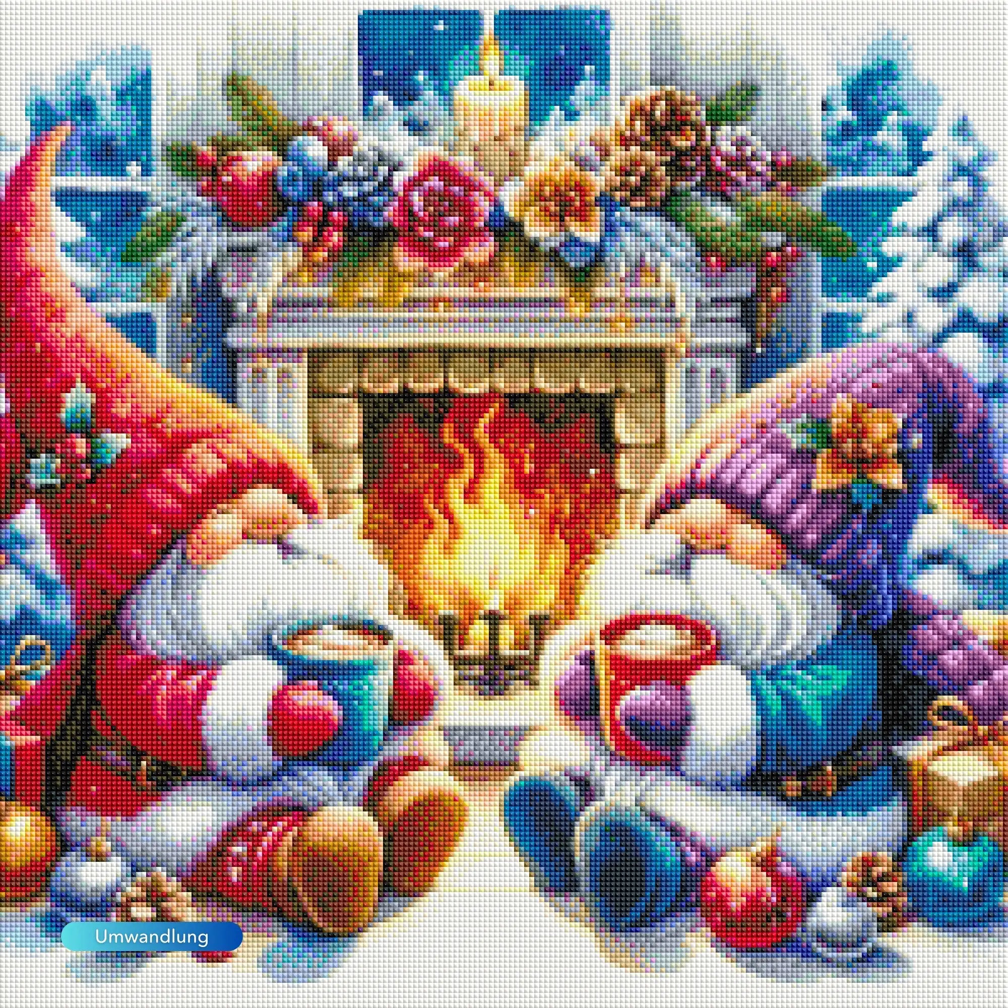 Diamond Painting 7 Tage Special - Weihnachtswichtel am Kamin