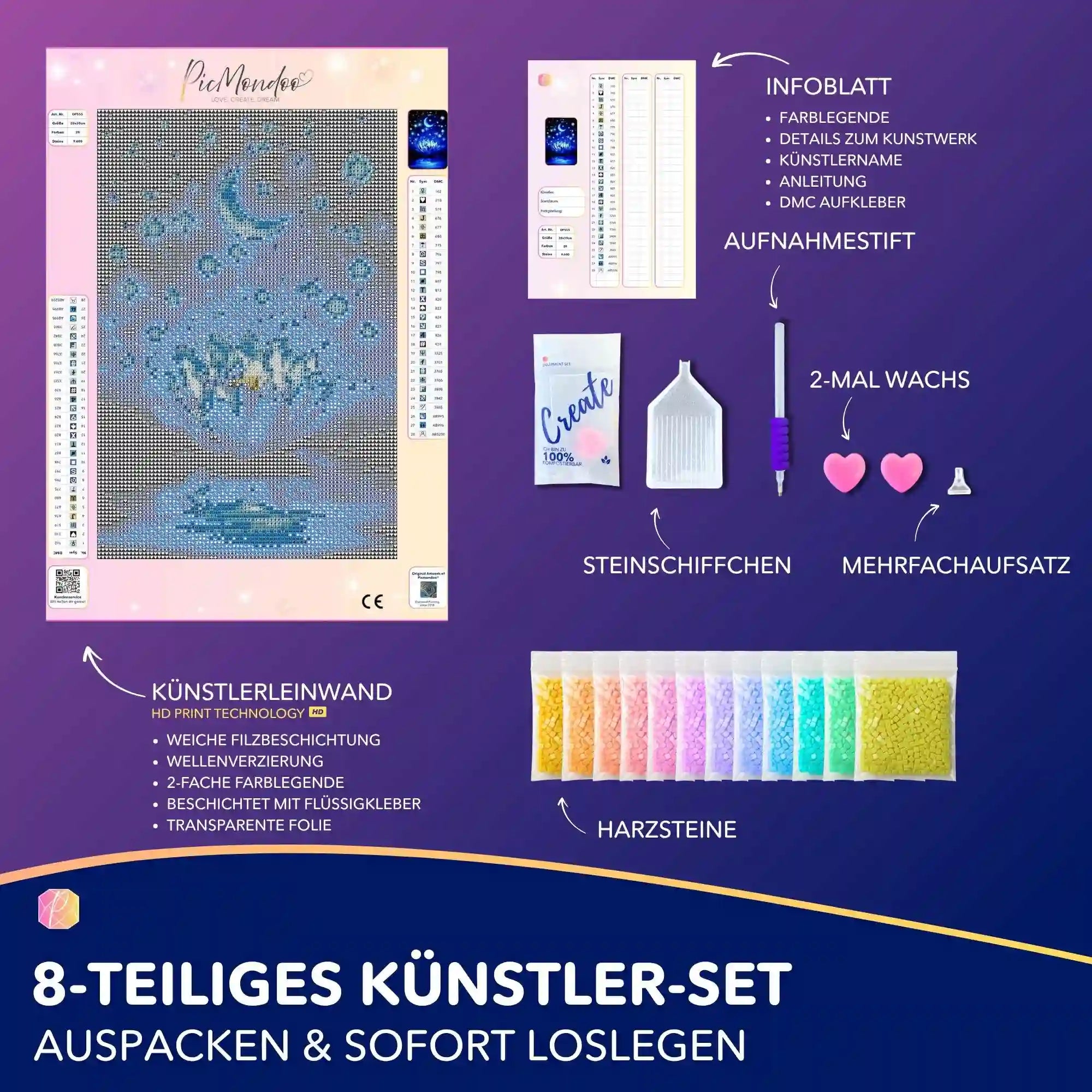 Diamond Painting - Blaue Seerose MINI