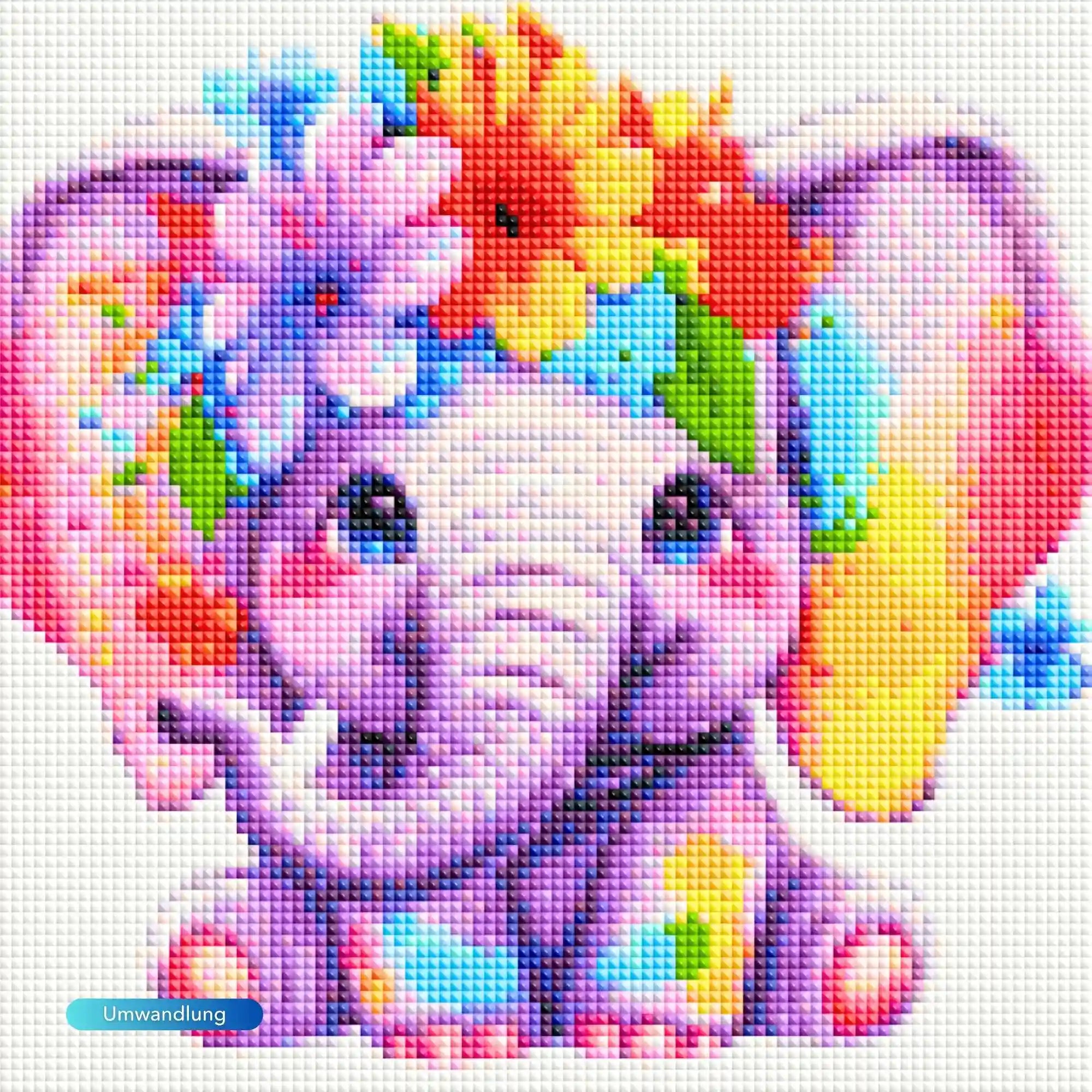 Diamond Painting Kids - Der kleine Blumenelefant
