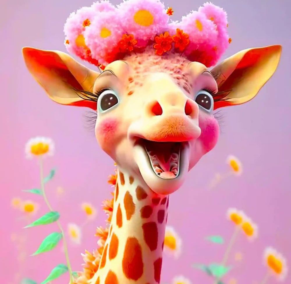 Diamond Painting Kids - Fröhliche Giraffe