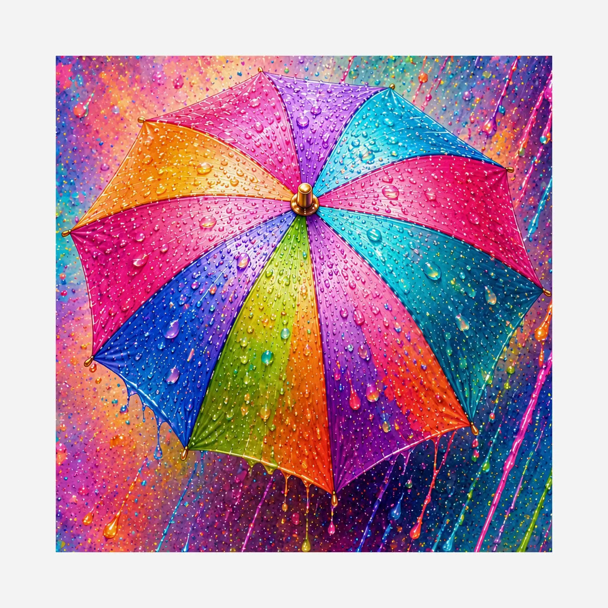 Bunter Regenschirm mit Tropfen – Diamond Painting Motiv Das Leben in allen Farben von Picmondoo