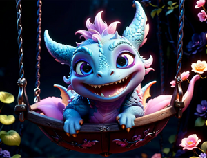 Diamond Painting - Blue Flatter Dragon