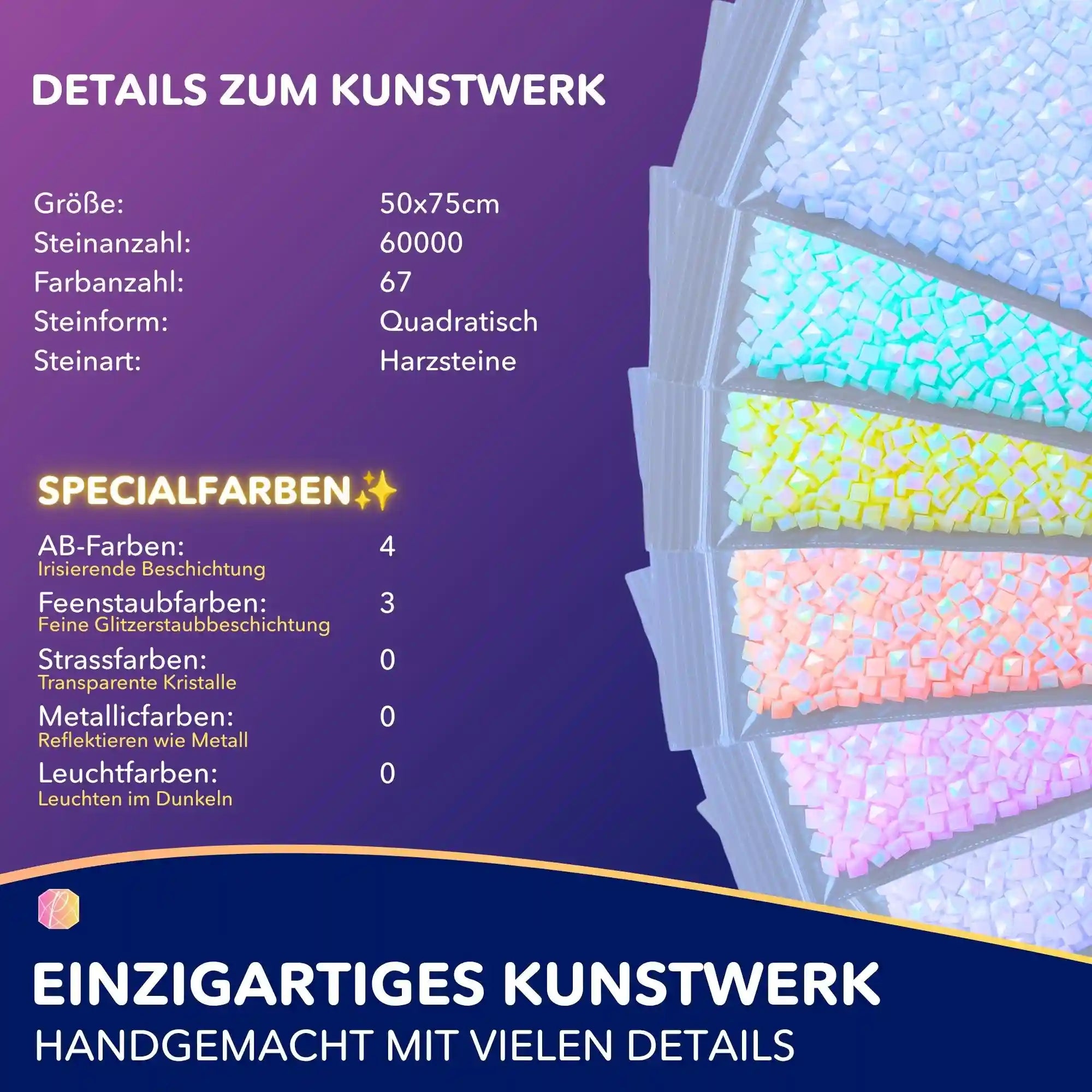 Diamond Painting Set 'Wenn die Welt schläft' mit quadratischen Harzsteinen, AB-Farben und Feenstaubeffekt in 50x75cm