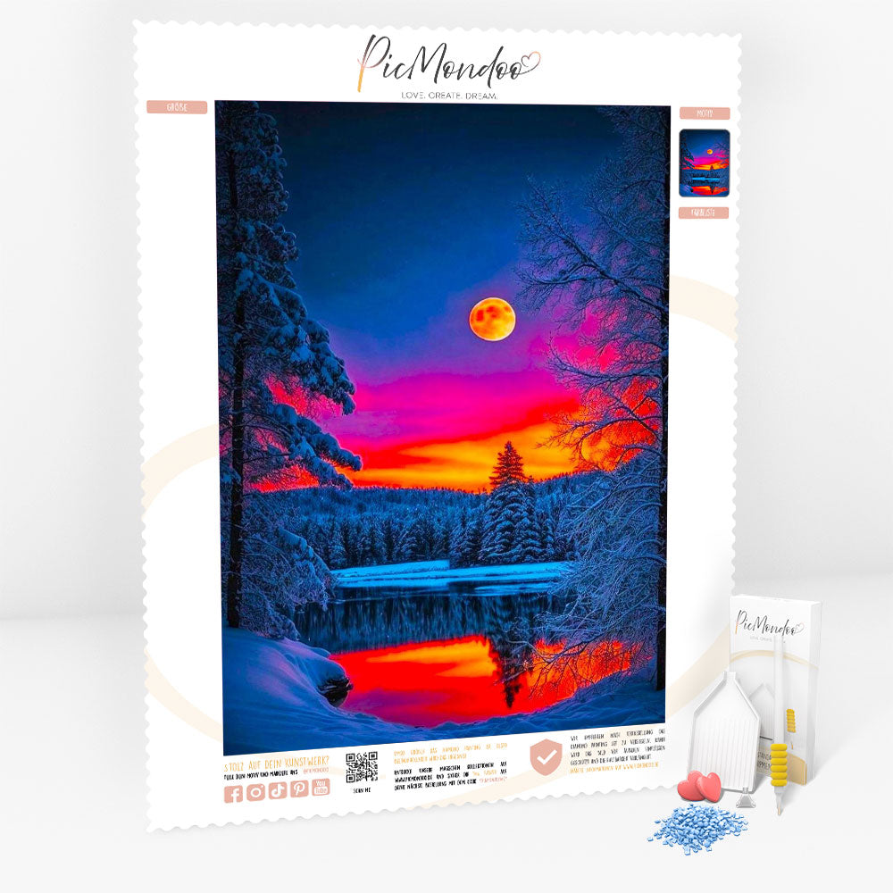 Diamond Painting 7 Tage Special - Mondschein über dem Winterwald