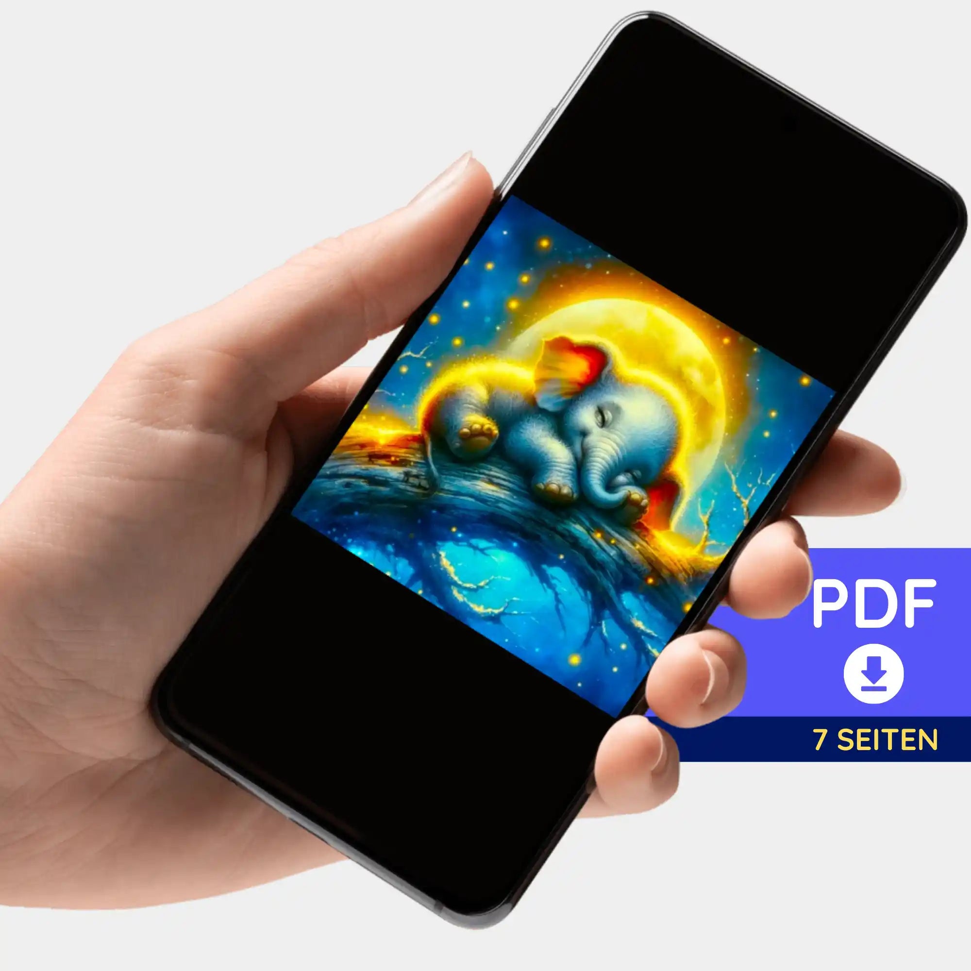 Digitale Bildmappe - Mondschein Elefant