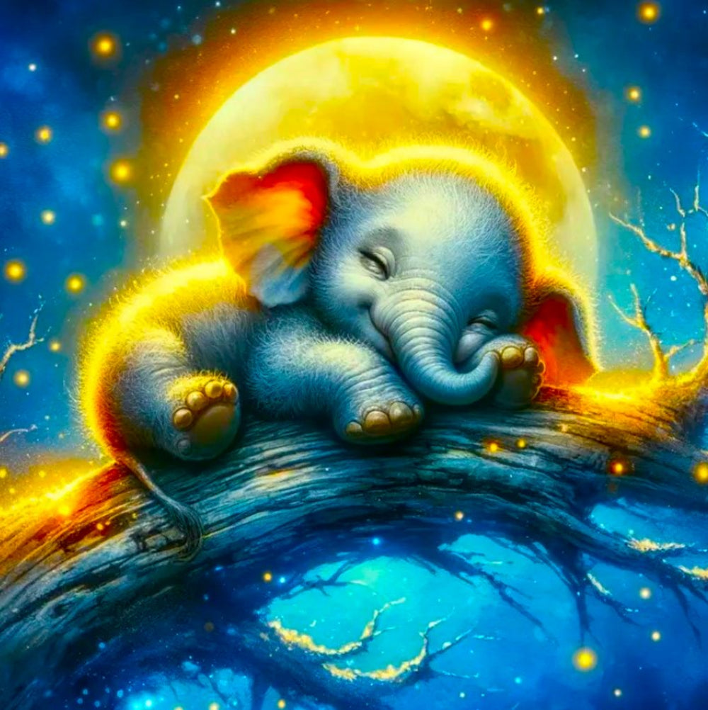 Diamond Painting - Mondschein Elefant