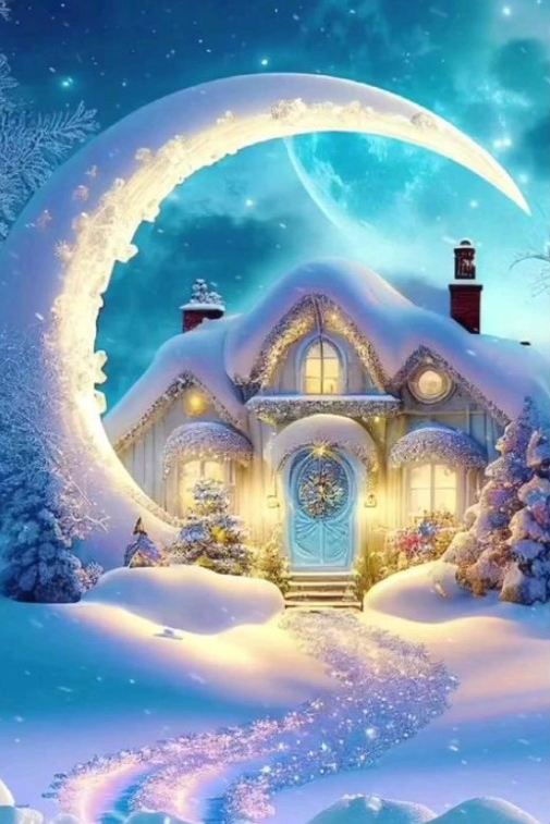 Diamond Painting Leuchtbild Special - Moon and Snow