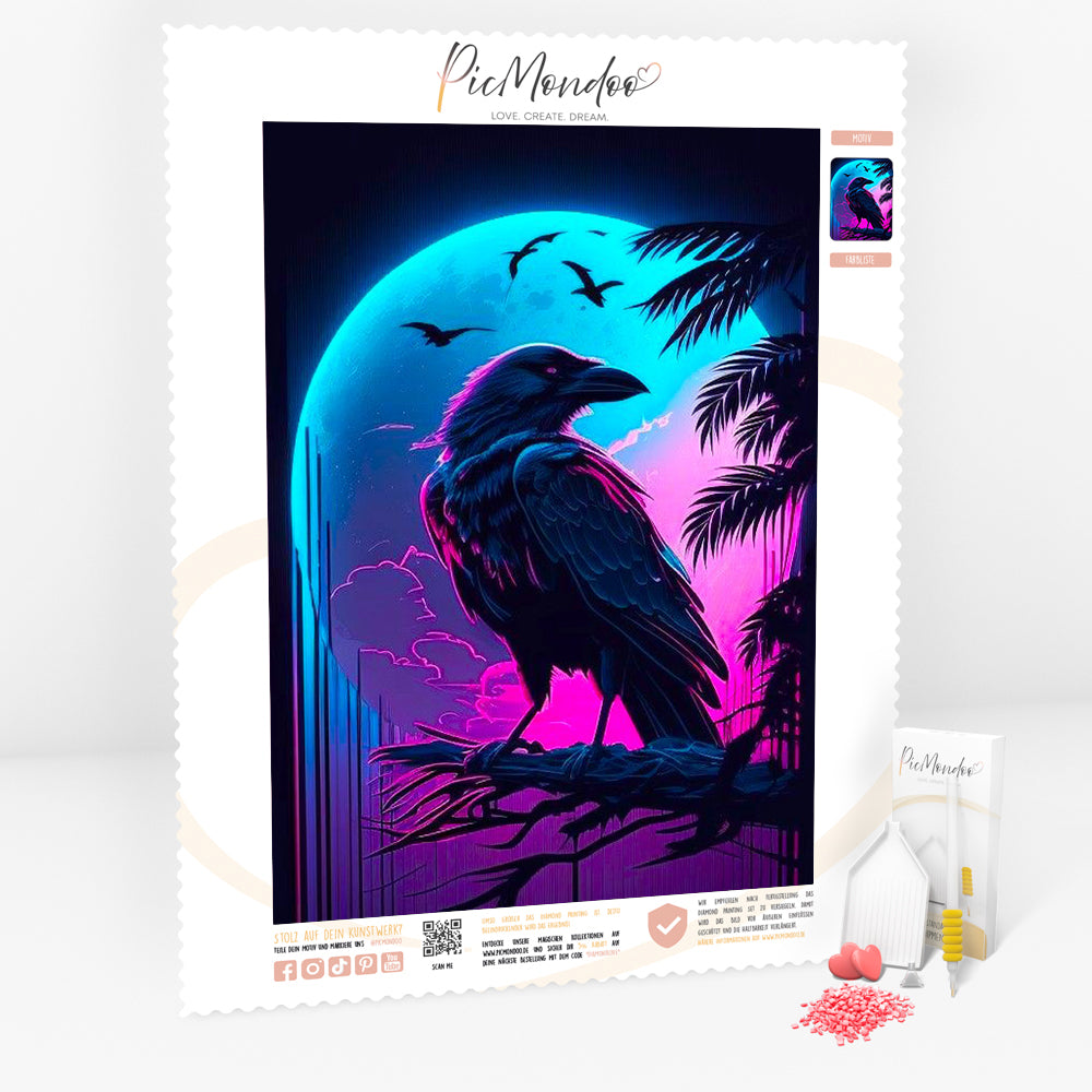 Diamond Painting 7 Tage Special Leuchtbild - Moonlight Raven