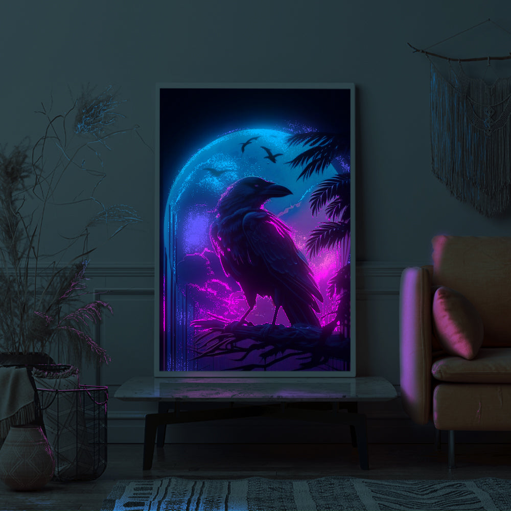 Diamond Painting 7 Tage Special Leuchtbild - Moonlight Raven