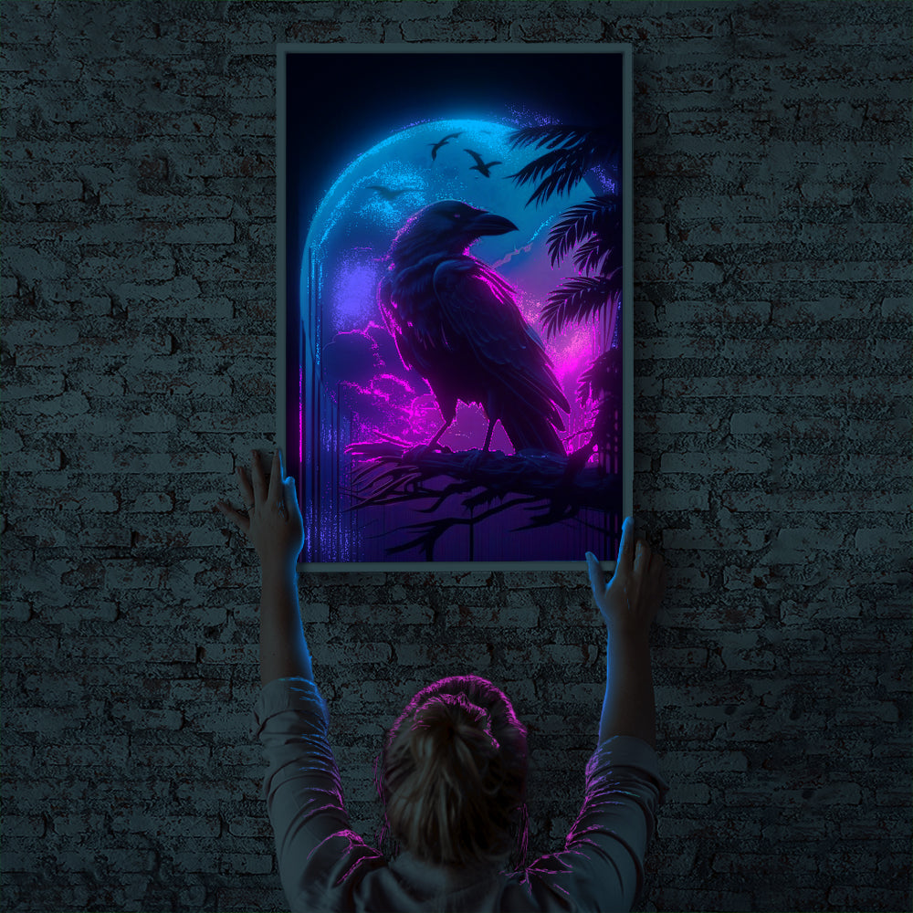 Diamond Painting 7 Tage Special Leuchtbild - Moonlight Raven