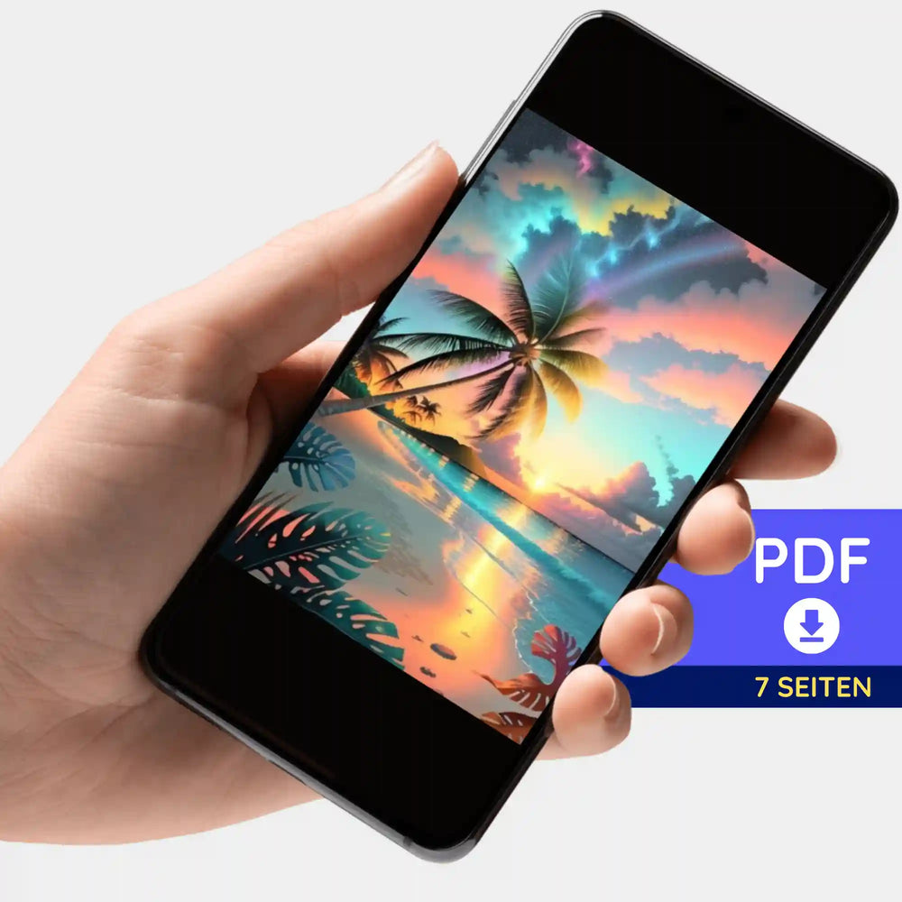 Digitale Bildmappe - Palme im bunten Abendhimmel