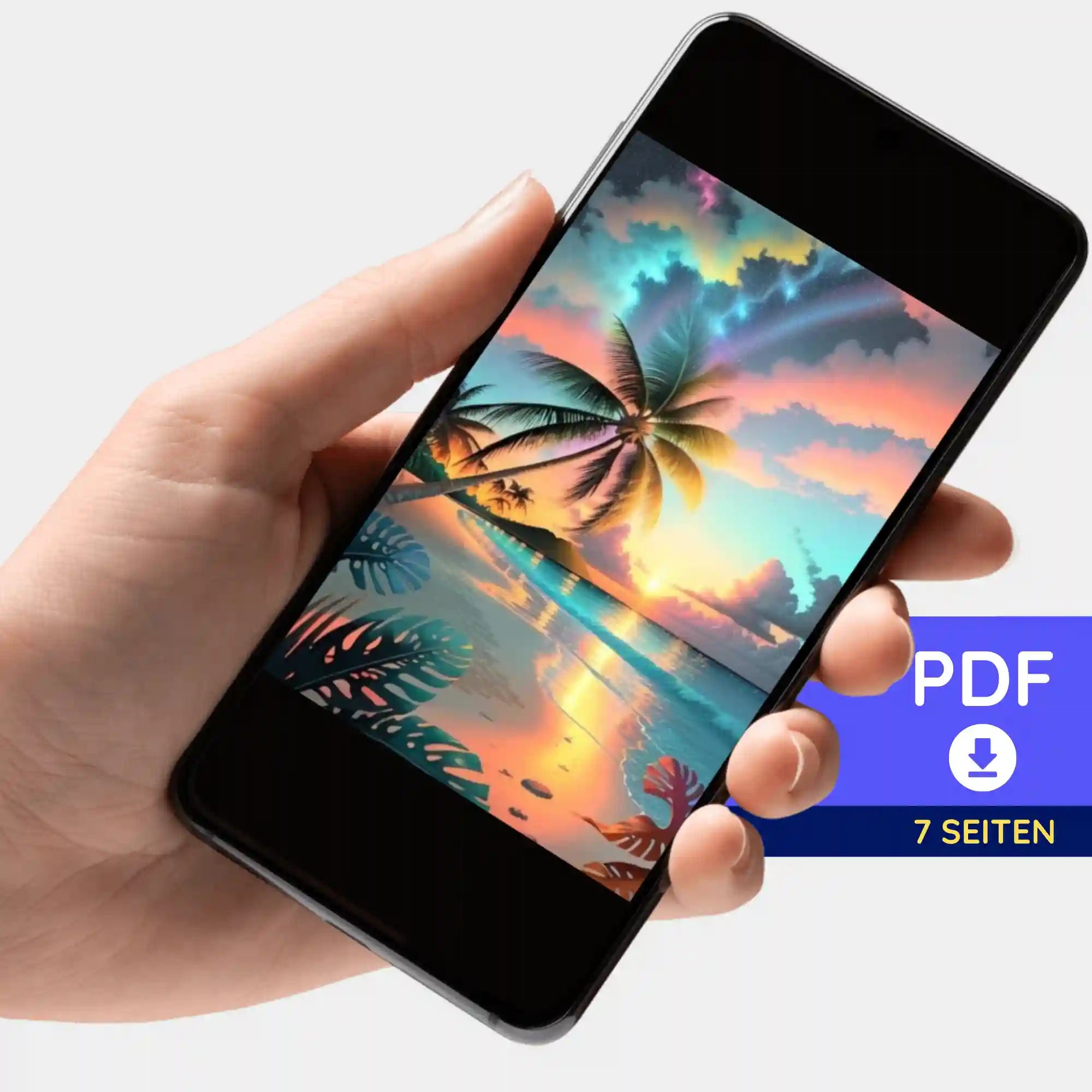 Digitale Bildmappe - Palme im bunten Abendhimmel