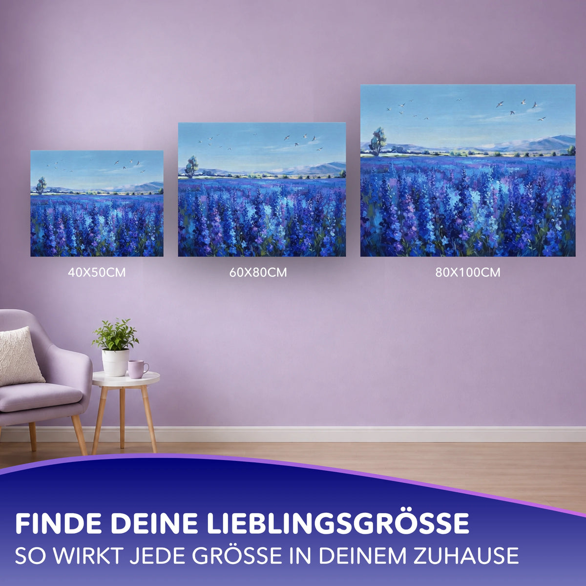 Malen nach Zahlen - Blaues Blütenmeer