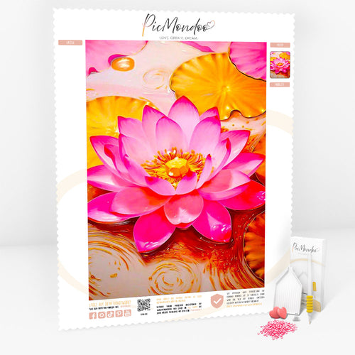 Diamond Painting 7 Tage Special - Rosa Lotusblüte mit Goldhauch