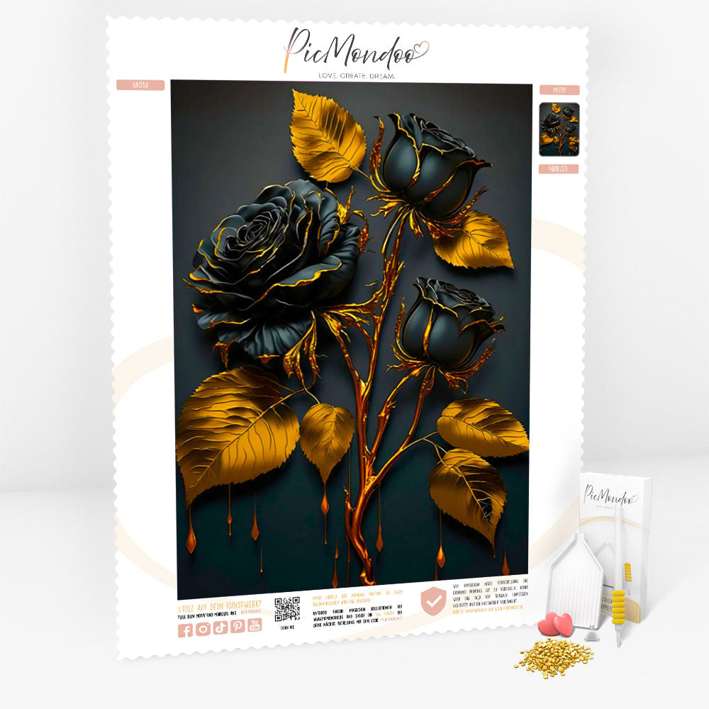 Diamond Painting 7 Tage Special - Rose "Schwarz & Gold"