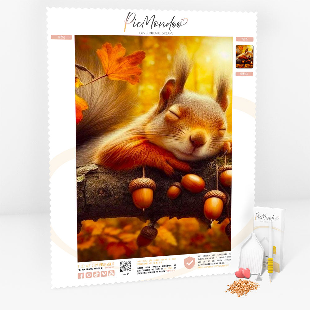 Diamond Painting 7 Tage Special - Schlafendes Eichhörnchen