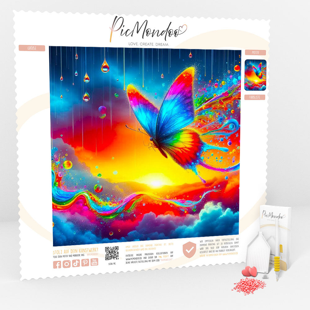 Diamond Painting 100 Farben Special - Schmetterlinge im Regenbogenfluss