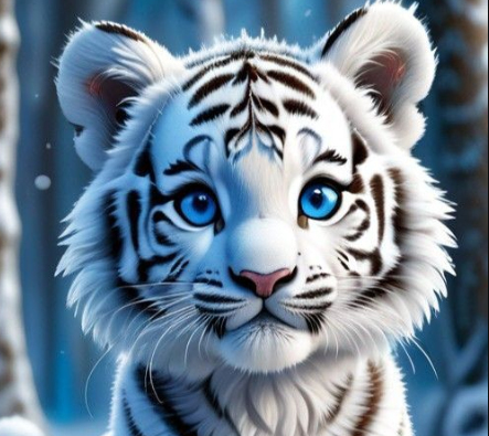 Diamond Painting Mini - Schneetigerbaby