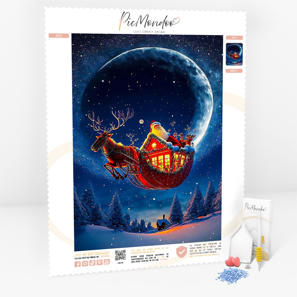 Diamond Painting 7 Tage Special Leuchtbild - Weihnachtsmann im Sternenhimmel