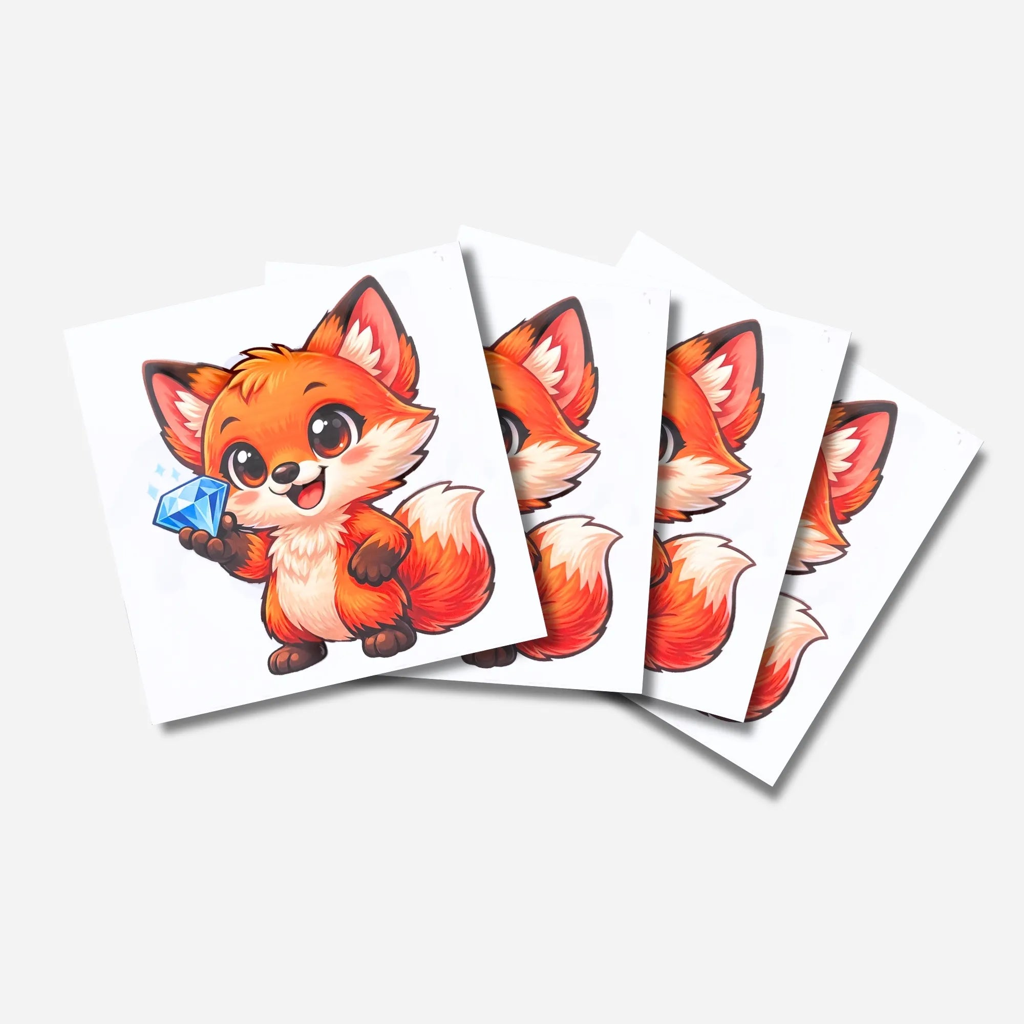 Buntes 4er Set Diamond Painting Bügelbilder mit niedlichem Fuchs-Motiv und Diamant für Textilien und DIY-Zubehör