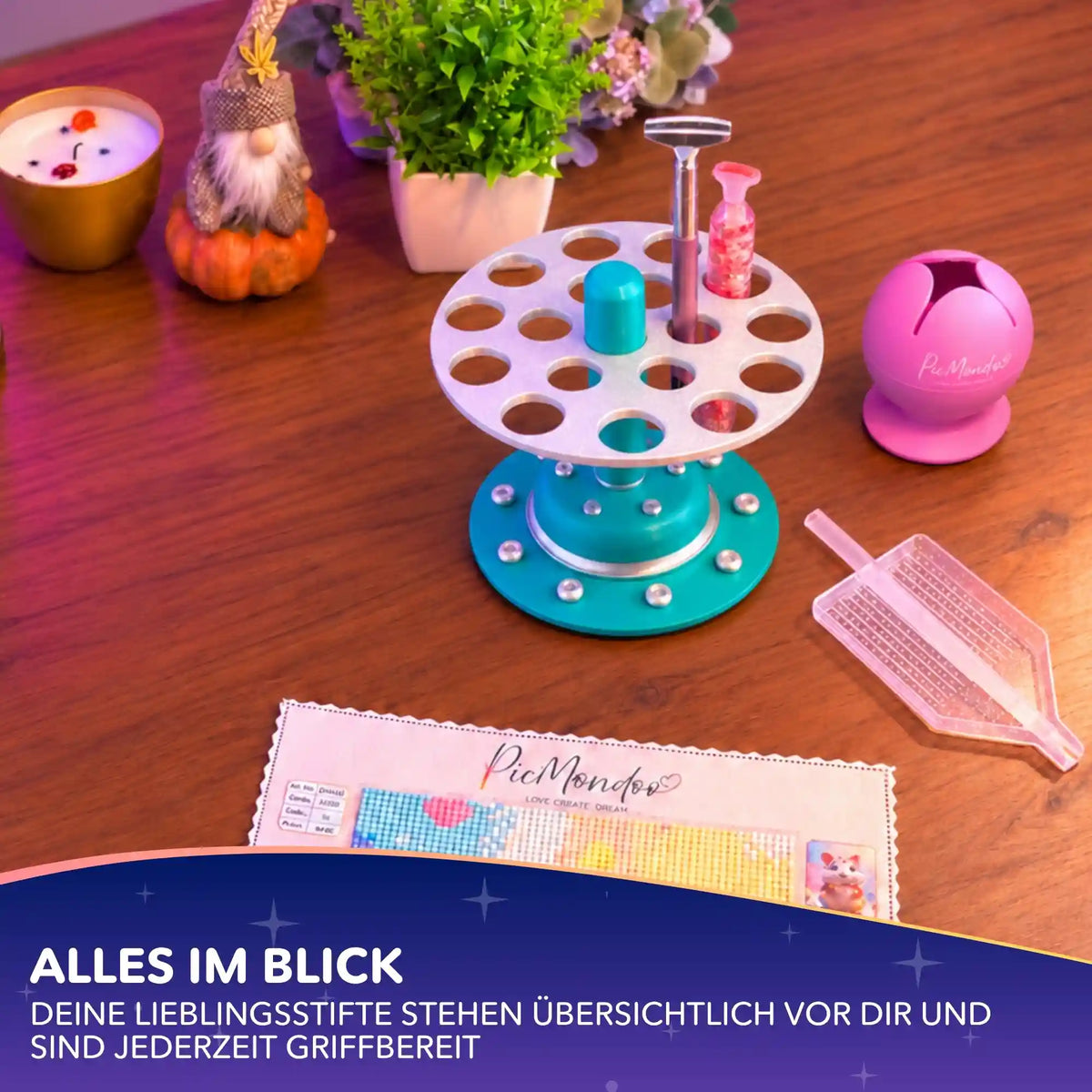 3D Stifterondell Organizer in Türkis für Diamond Painting Stifte und Zubehör am Basteltisch
