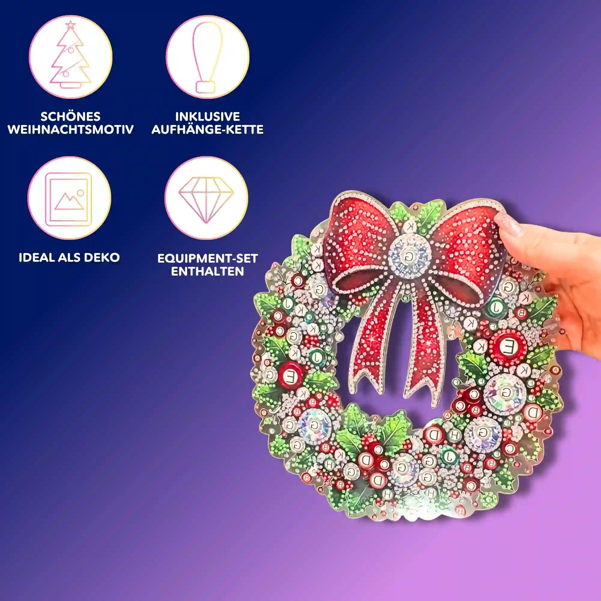 Diamond Painting XL Aufhänger - Weihnachtskranz