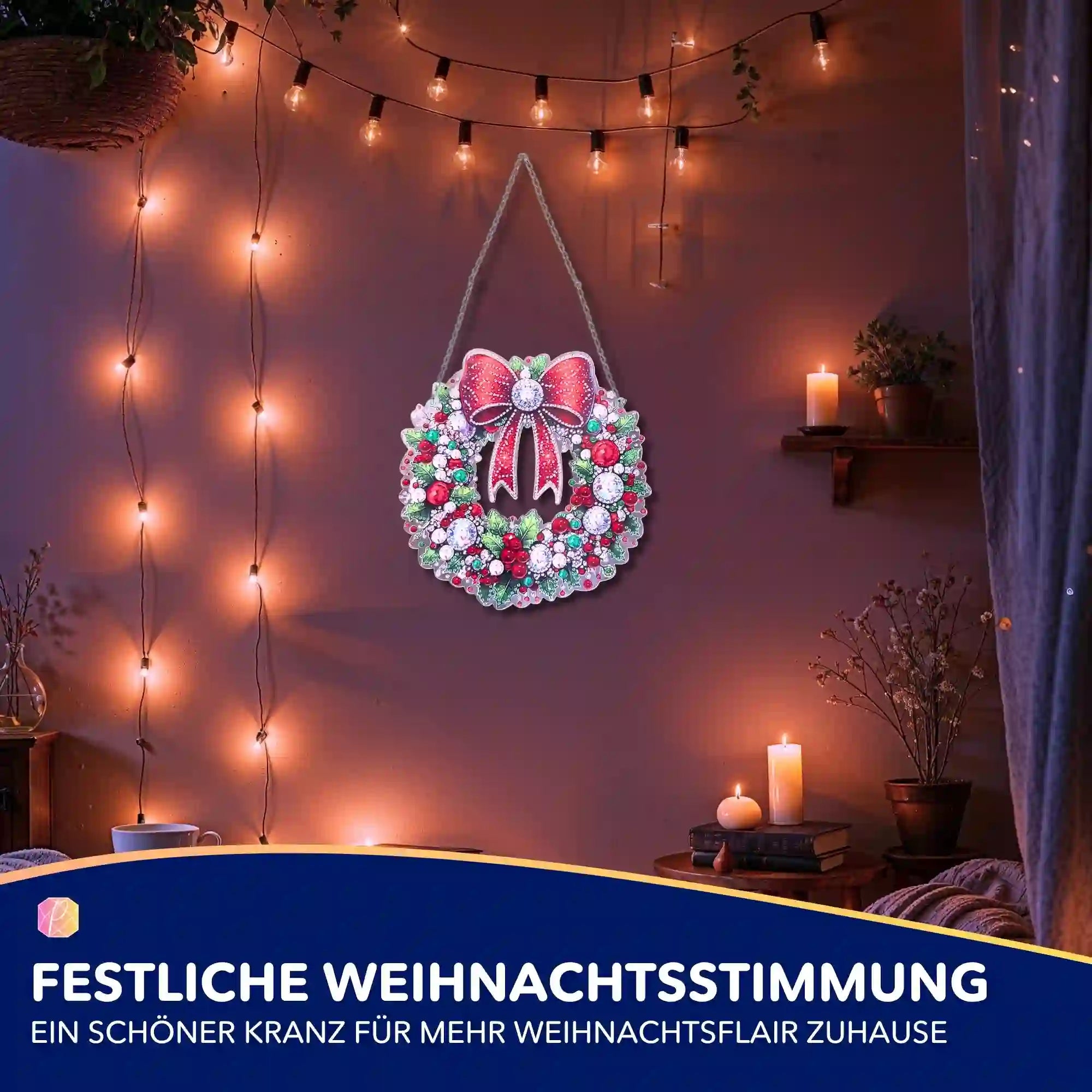 Diamond Painting XL Aufhänger - Weihnachtskranz