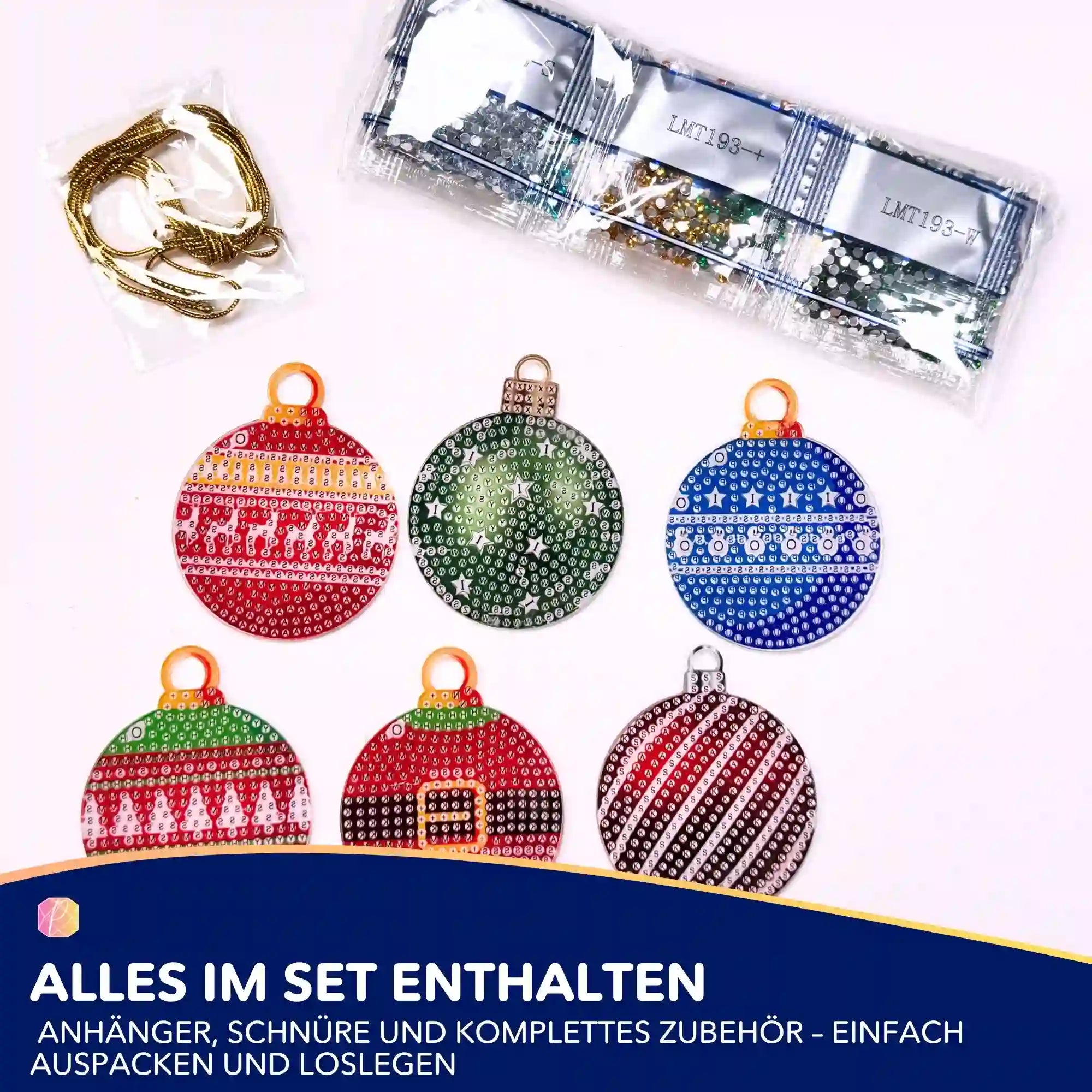 Diamond Painting - Kleine Weihnachtsanhänger Baumkugeln